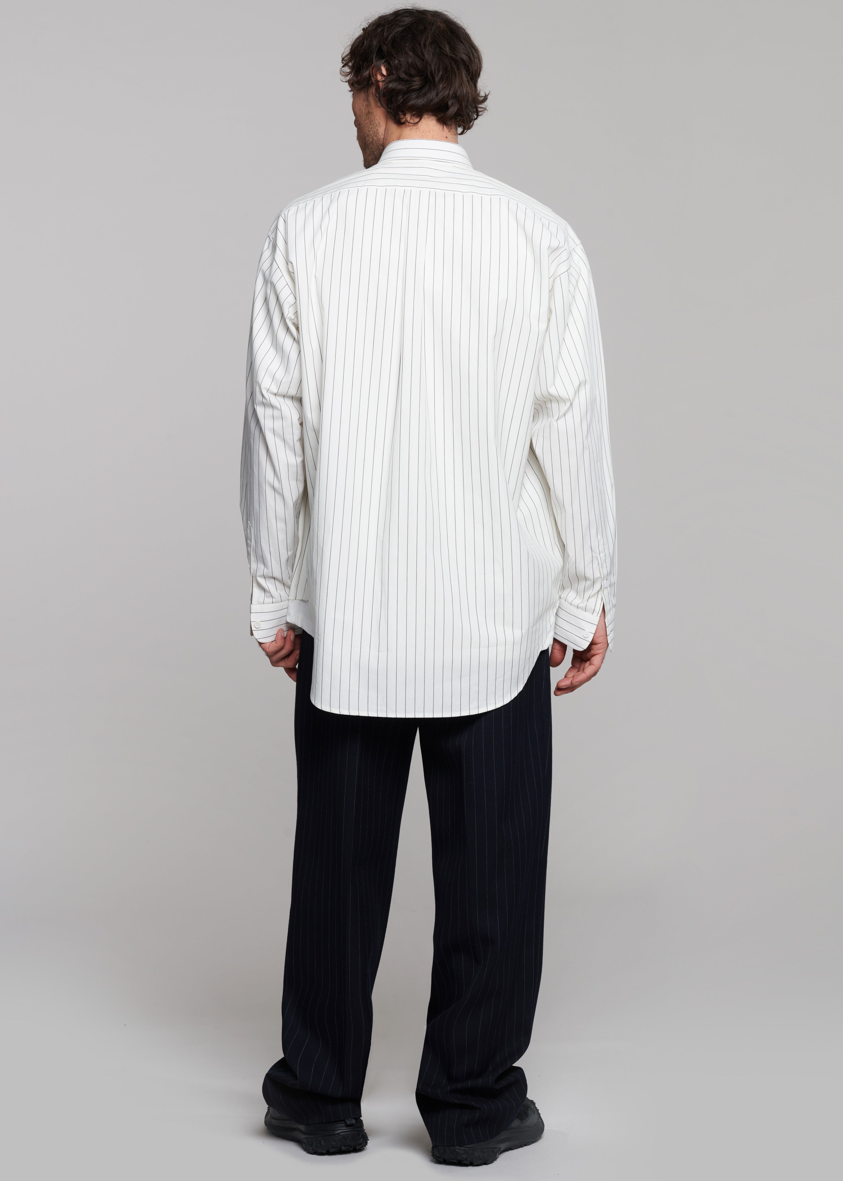 Sinclair Poplin Shirt - White/Black Stripe - 11