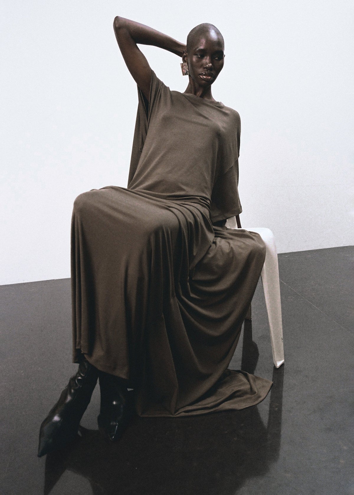 Sintra Jersey Draped Maxi Dress - Dark Olive - 7