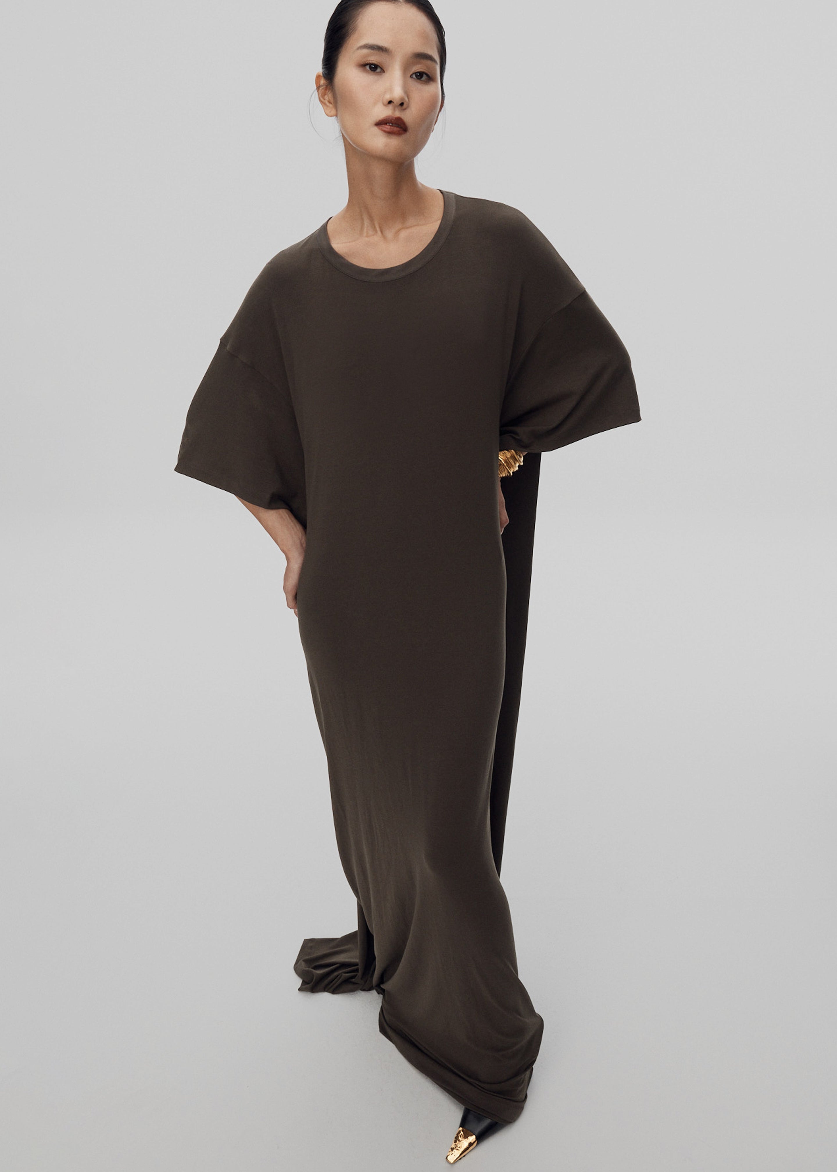 Sintra Jersey Draped Maxi Dress - Dark Olive - 2