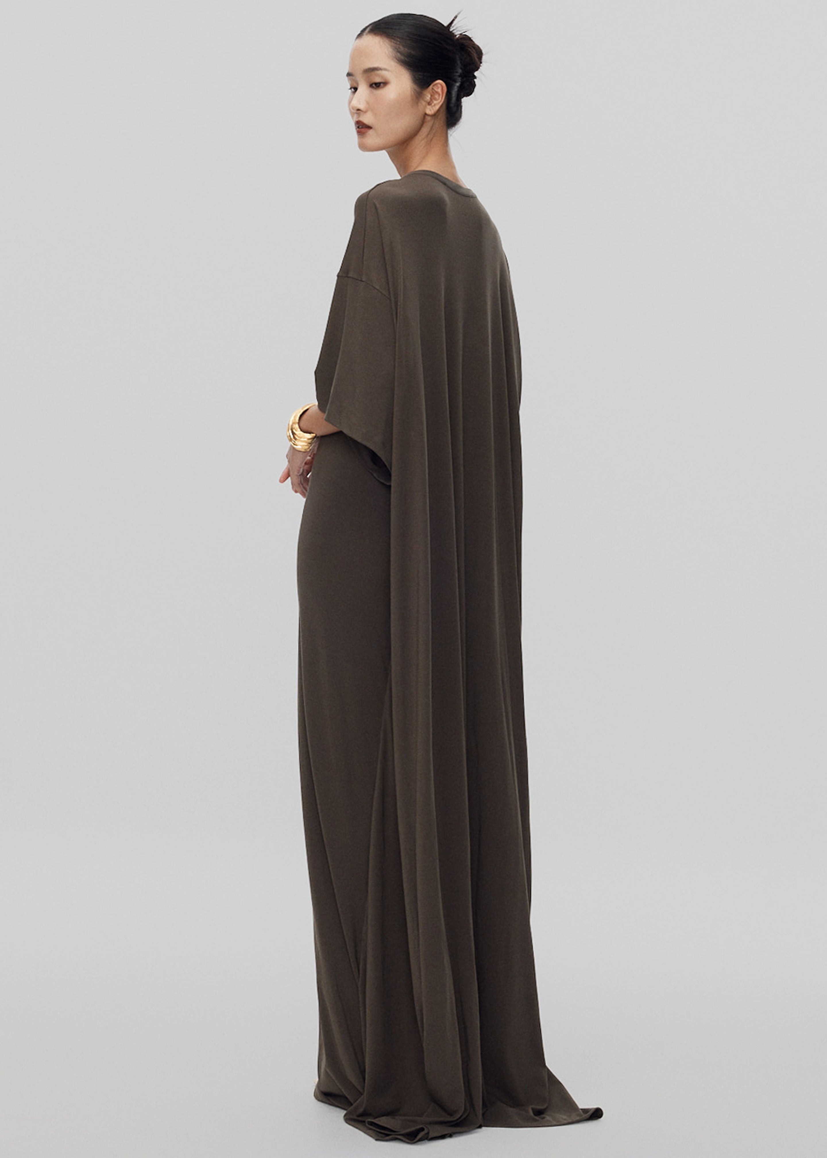 Sintra Jersey Draped Maxi Dress - Dark Olive - 11
