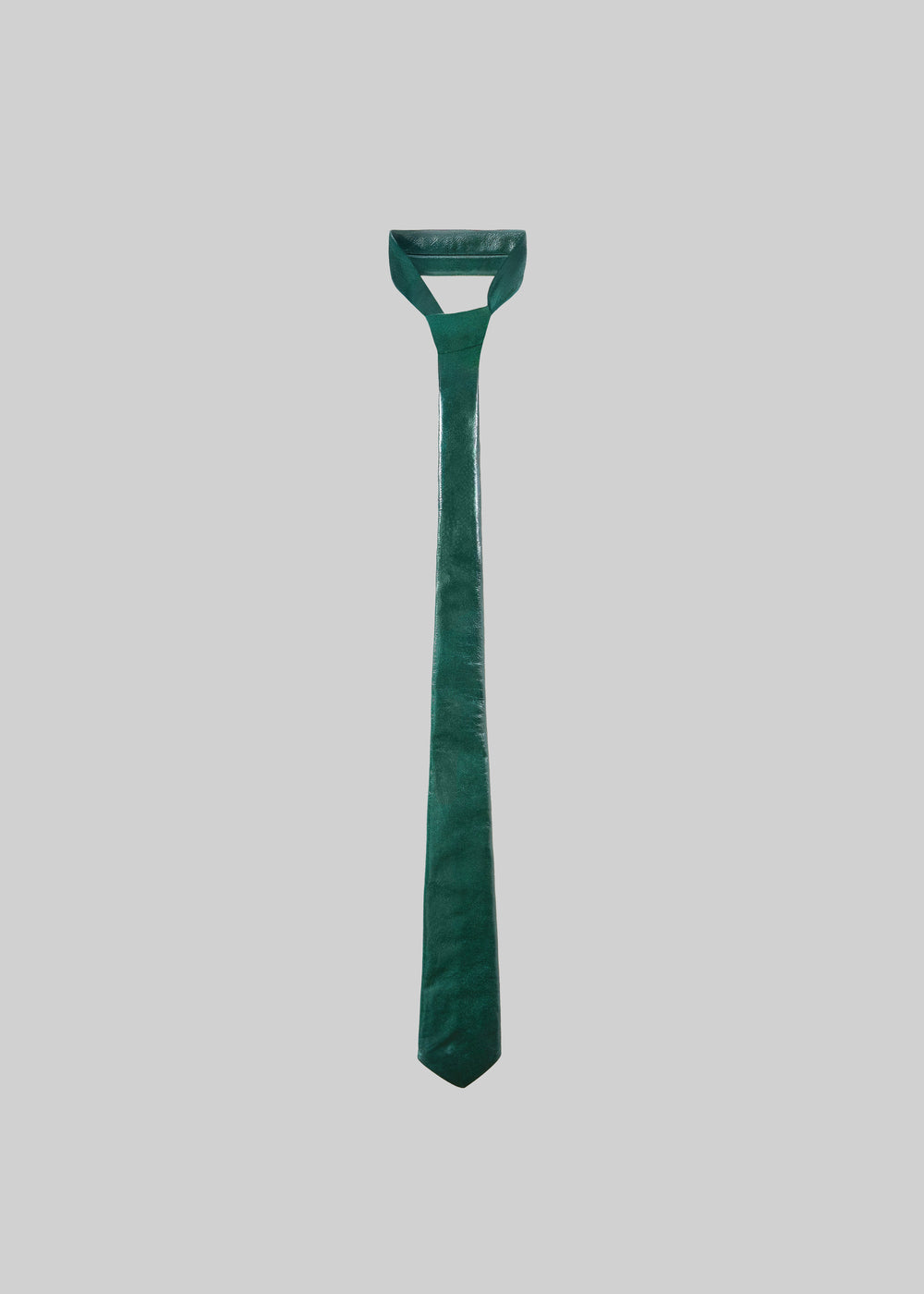 Sira Faux Leather Crackled Tie - Bottle Green - 1