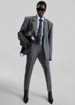 Sira Faux Leather Crackled Tie - Navy