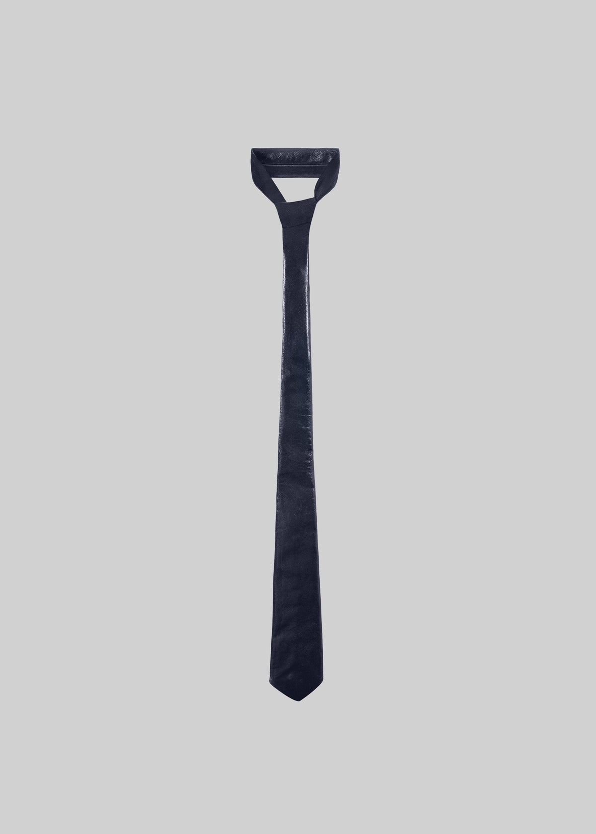 Sira Faux Leather Crackled Tie - Navy