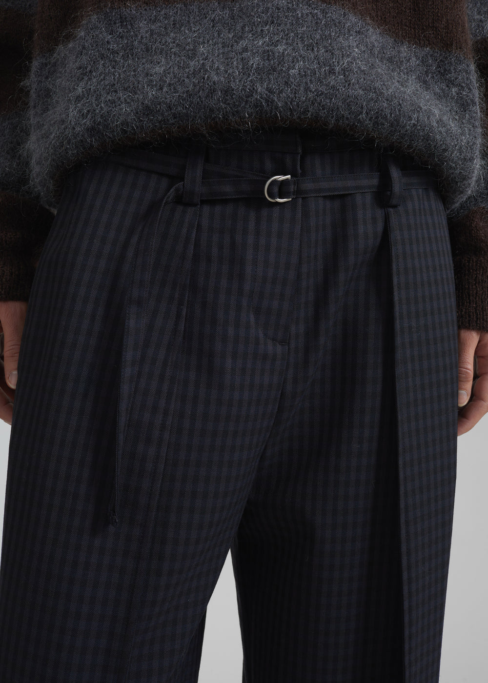 Sirsa Double Belt Loop Trousers - Black Plaid - 1