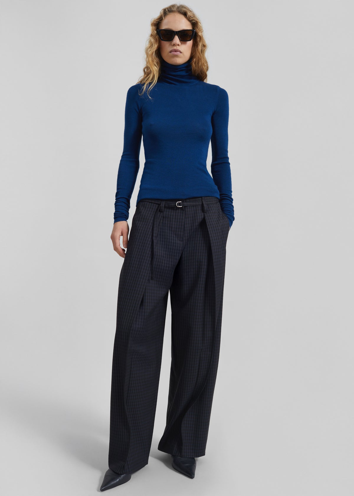 Sirsa Double Belt Loop Trousers - Black Plaid - 5