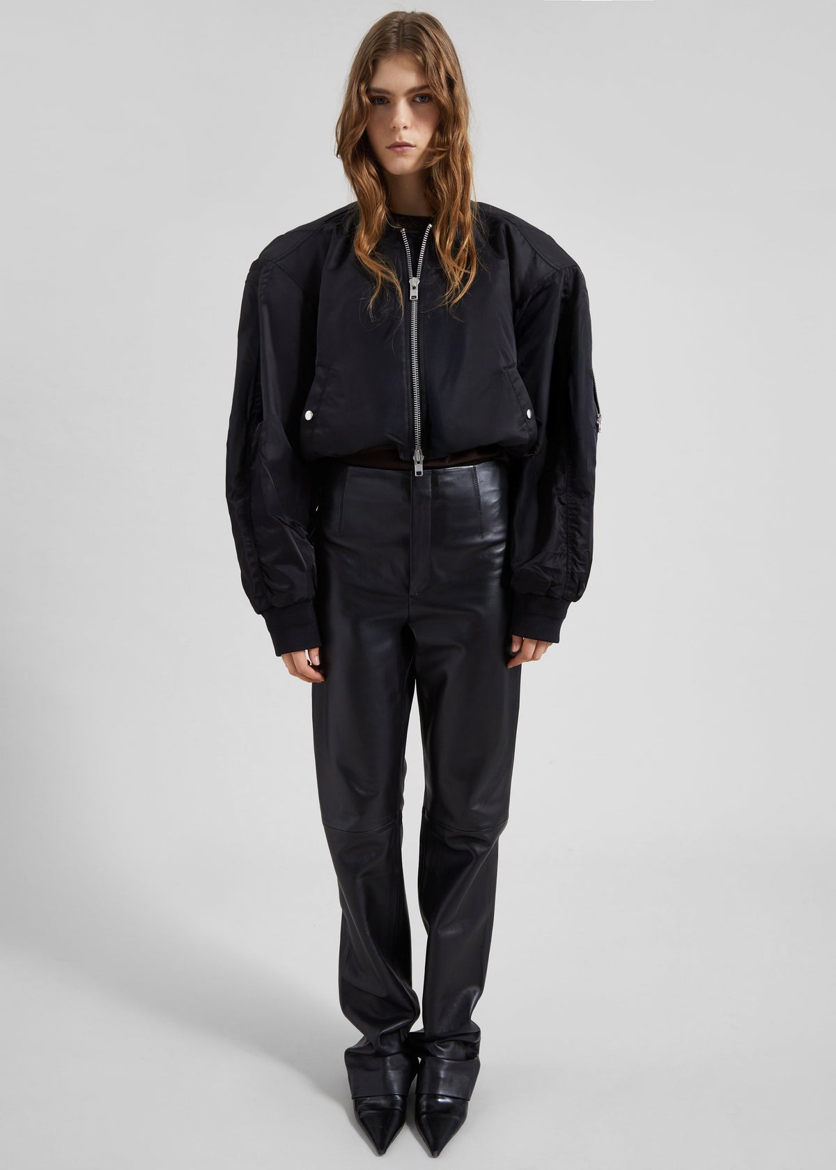 Skagen Cropped Trapeze Bomber Jacket - Black - 2
