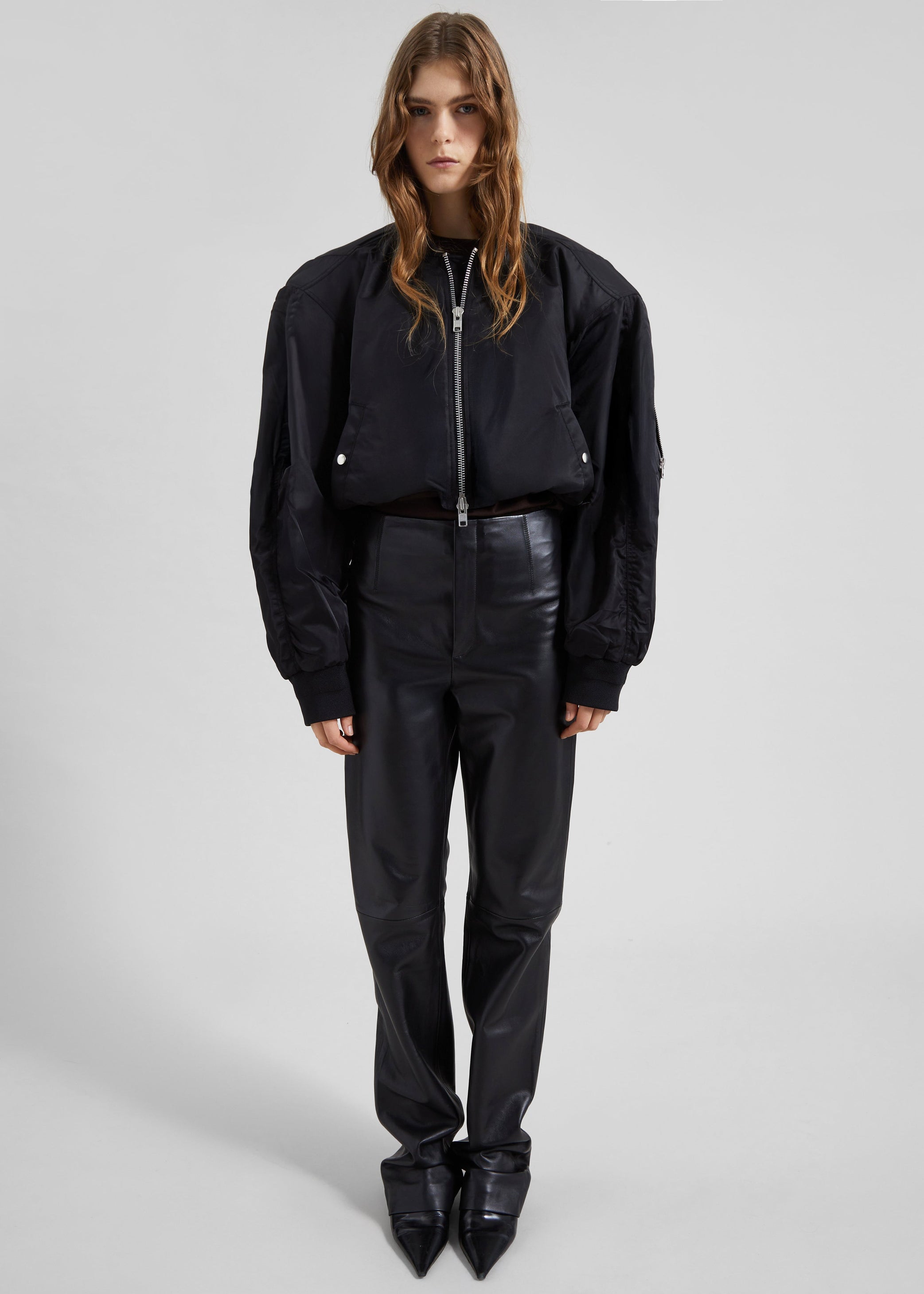 Shop the look image for Skagen Cropped Trapeze Bomber Jacket - Black