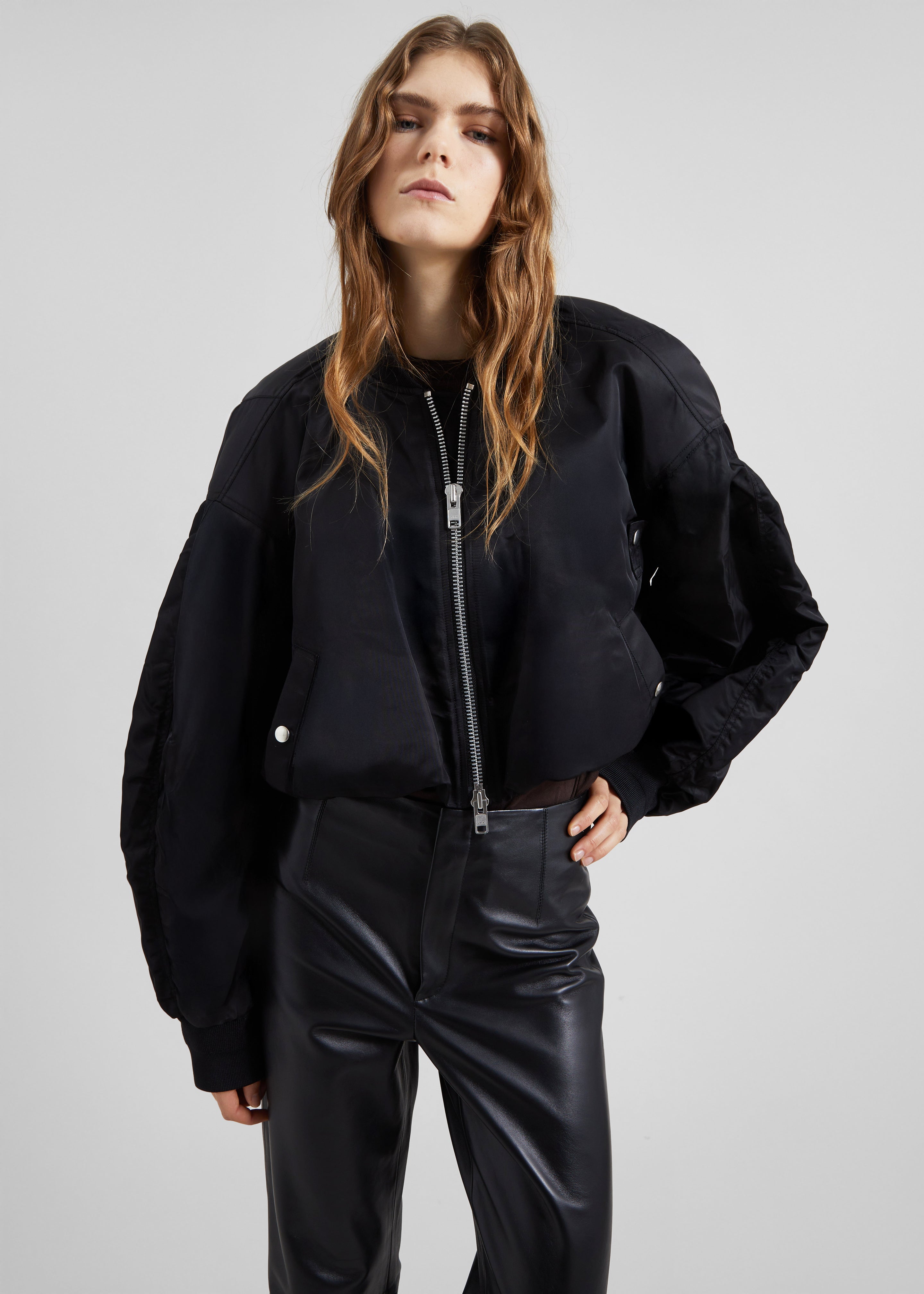 Skagen Cropped Trapeze Bomber Jacket - Black - 5