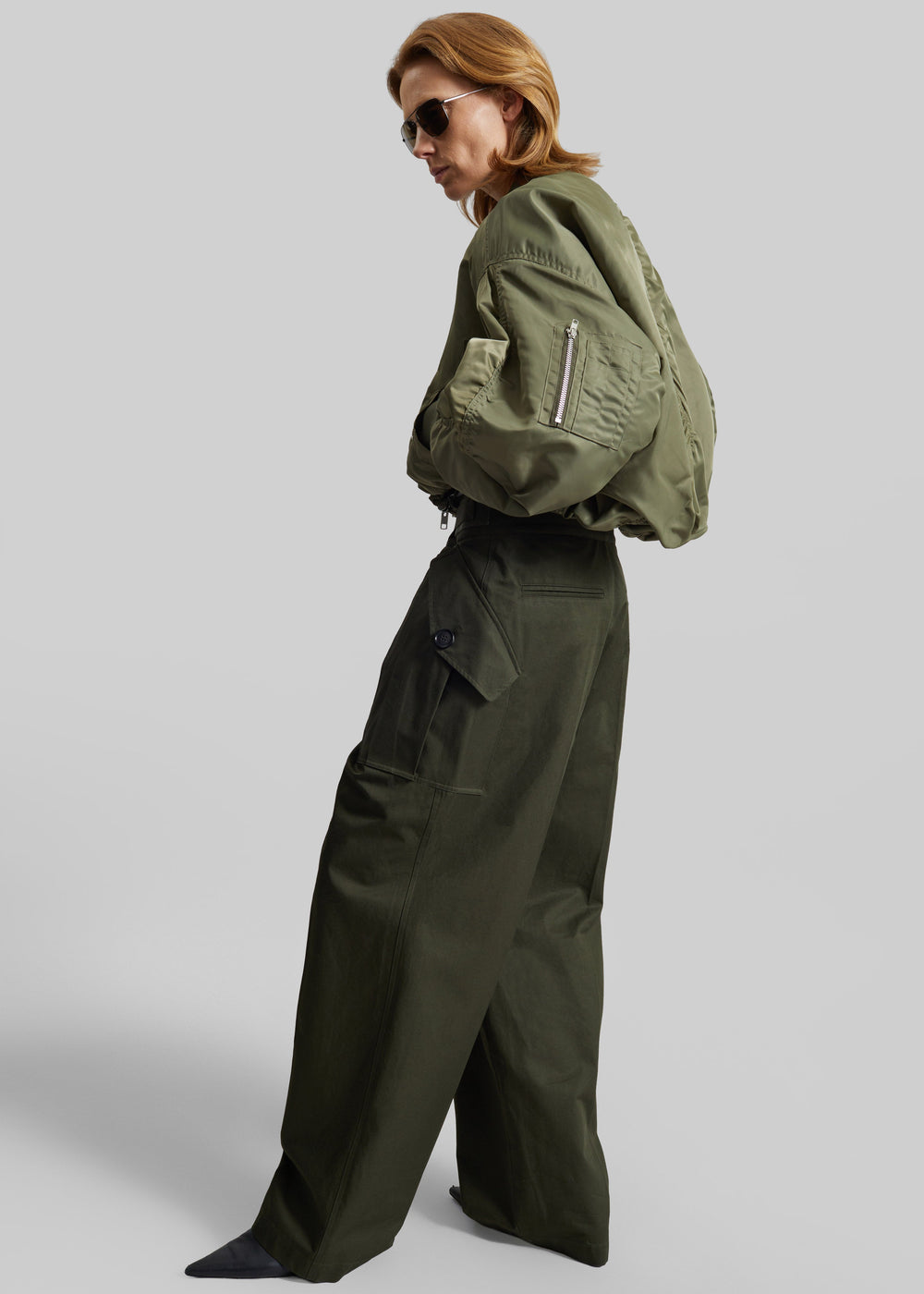 Skagen Cropped Trapeze Bomber Jacket - Olive - 1