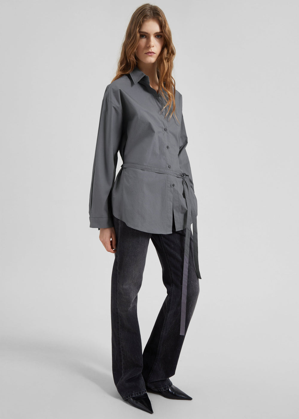 Skara Belted Shirt - Slate Grey - 1