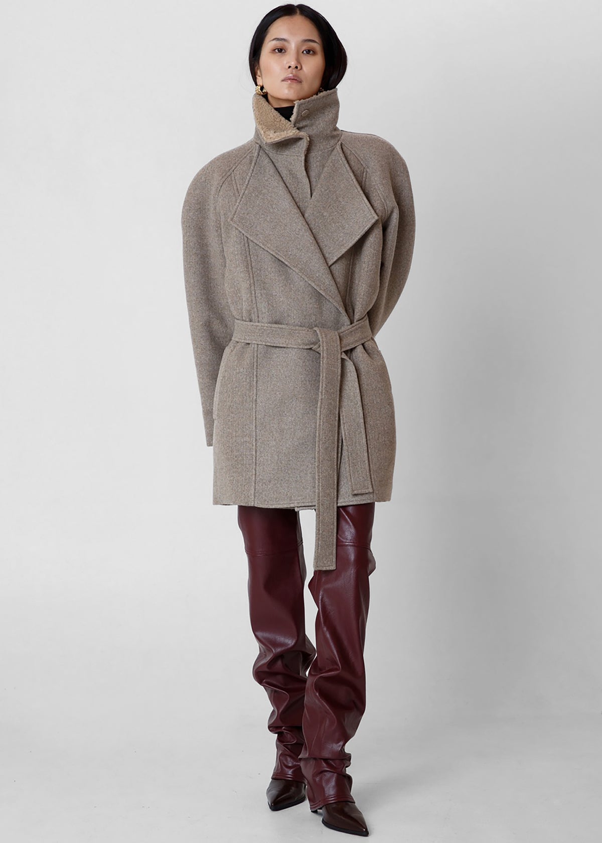 Skive Padded Short Coat - Beige Melange - 1