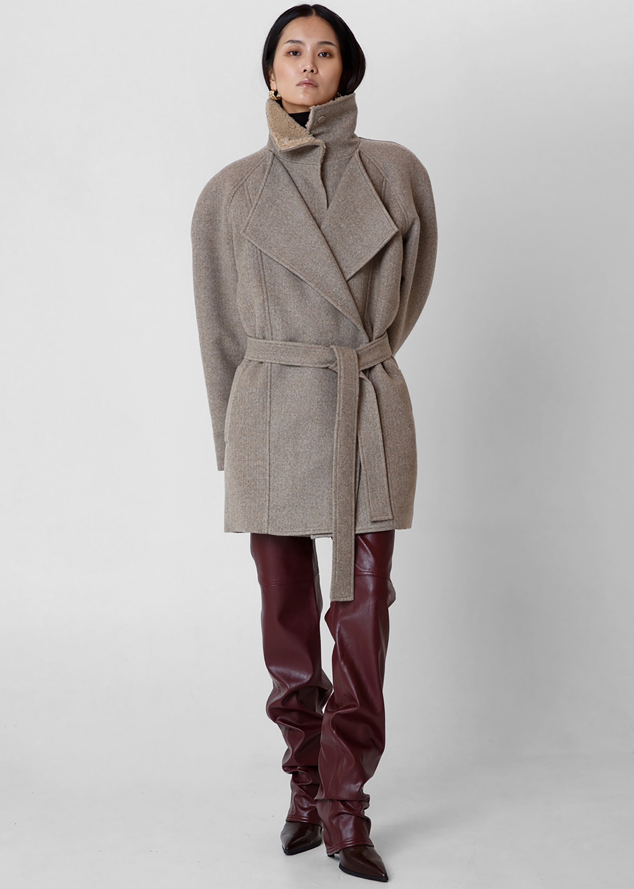 Shop the look image for Skive Padded Short Coat - Beige Melange