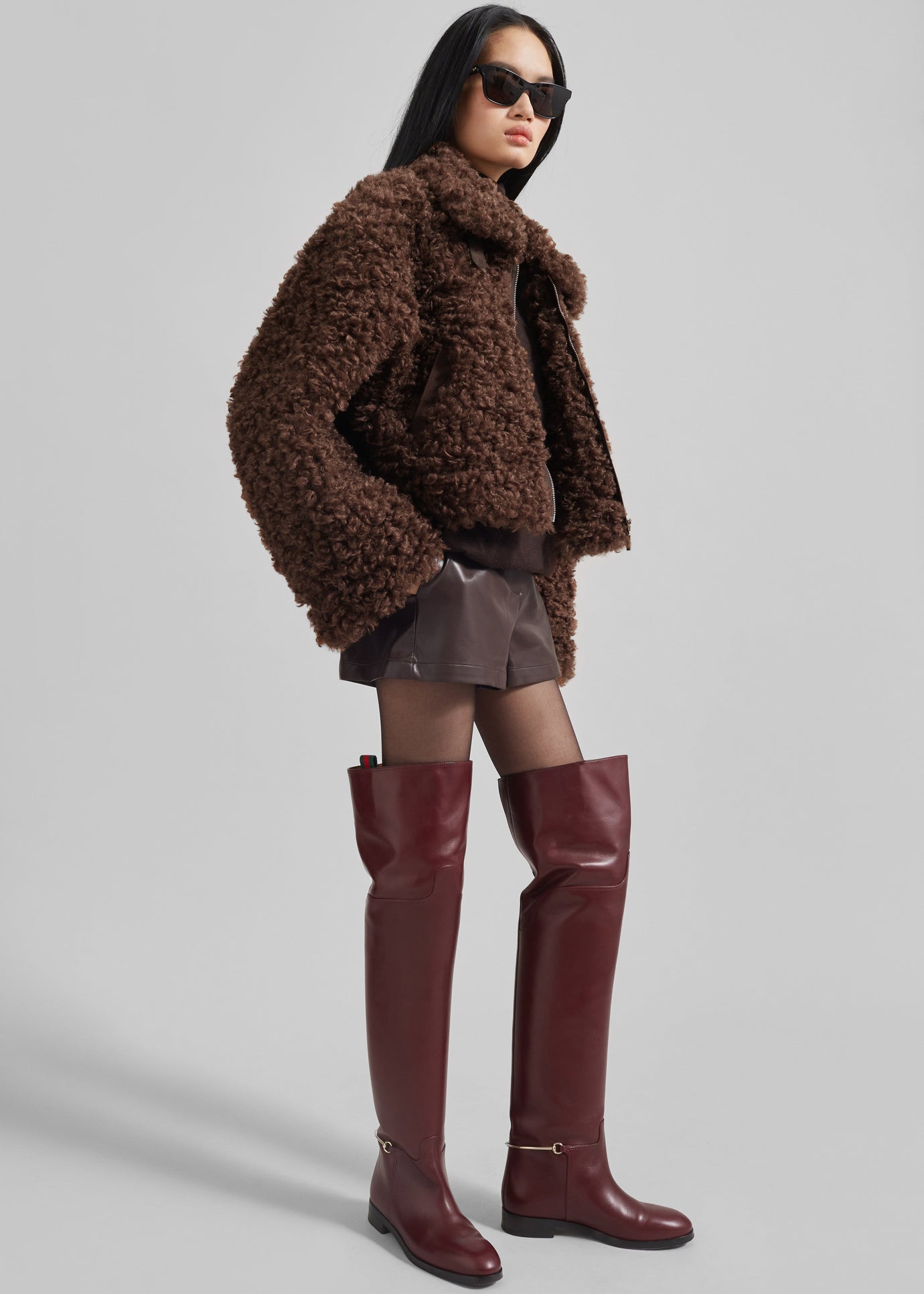 Skov Faux Shearling Jacket - Brown - 1