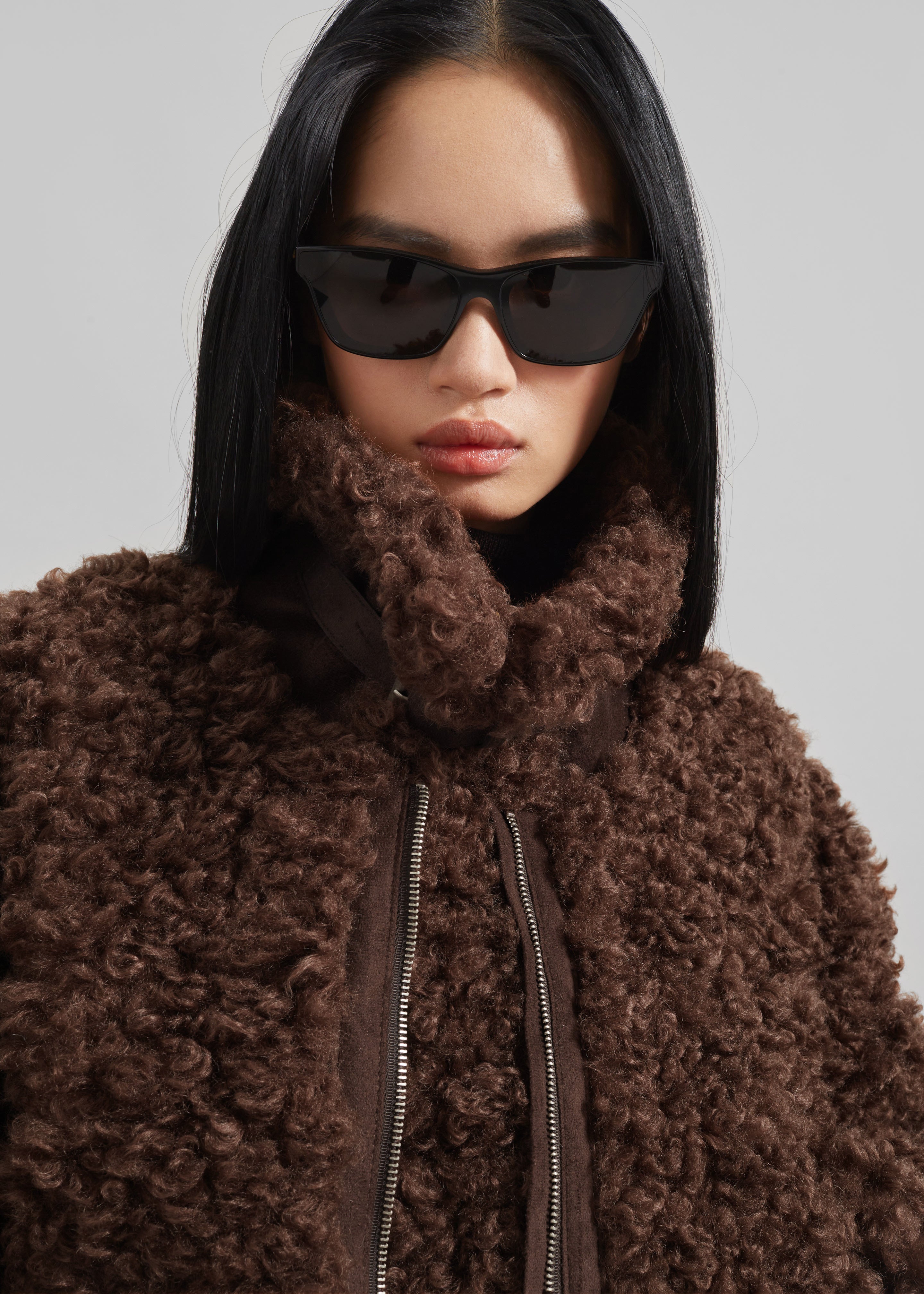 Skov Faux Shearling Jacket - Brown - 7