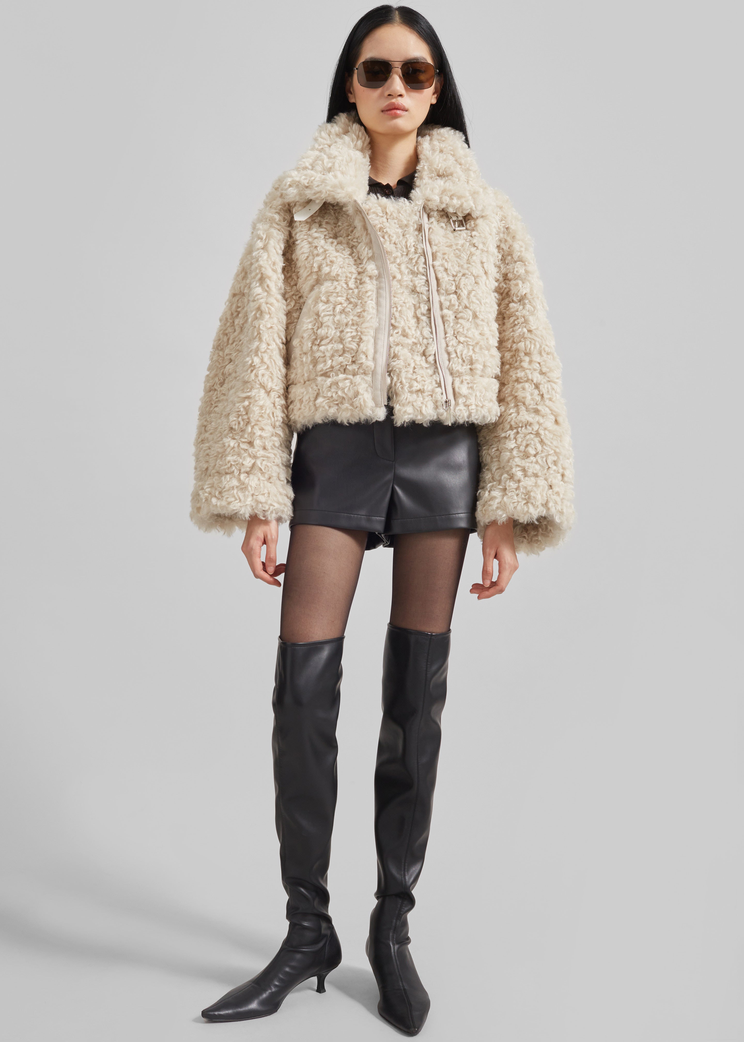 Skov Faux Shearling Jacket - Ivory - 4