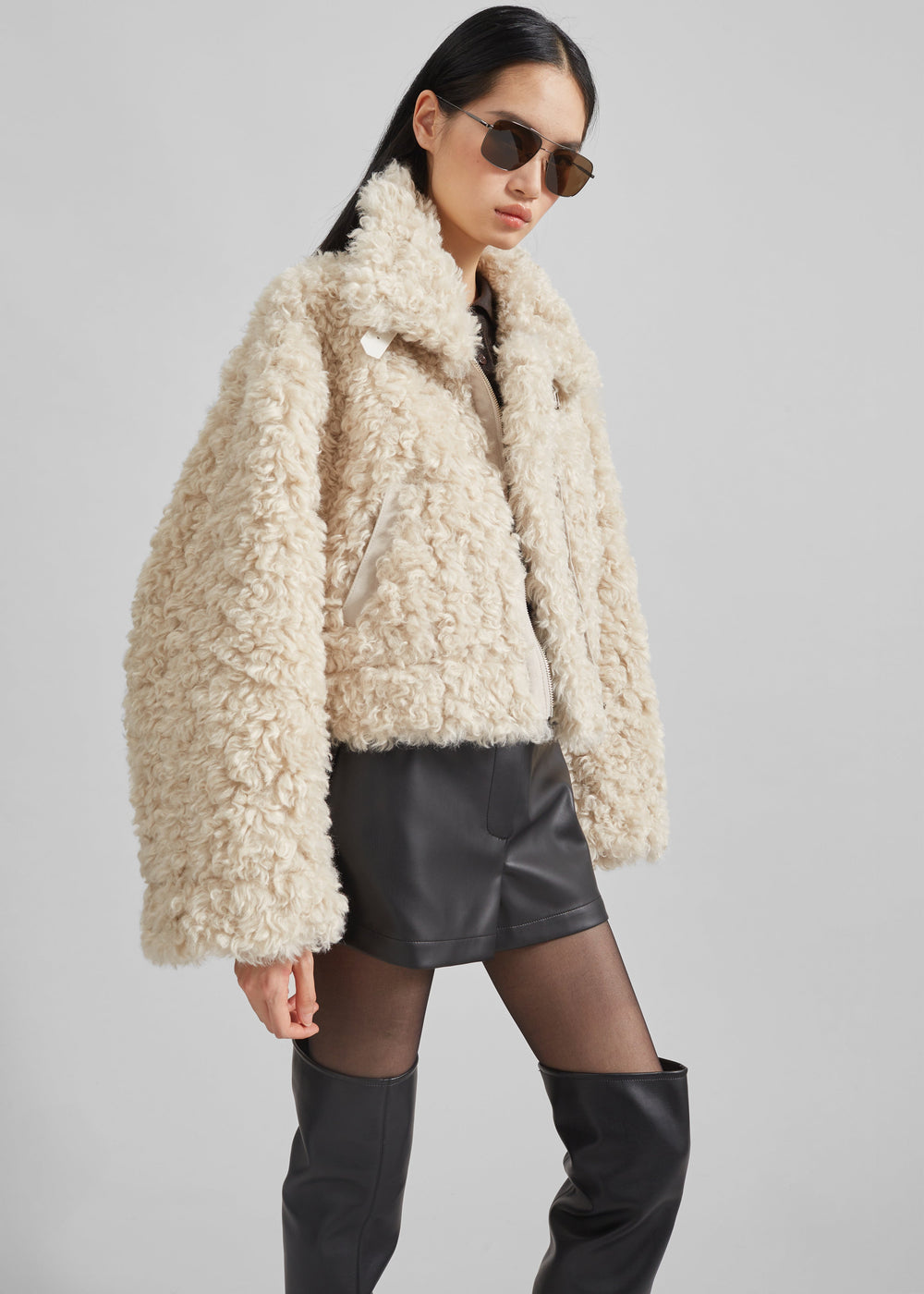 Skov Faux Shearling Jacket - Ivory - 1