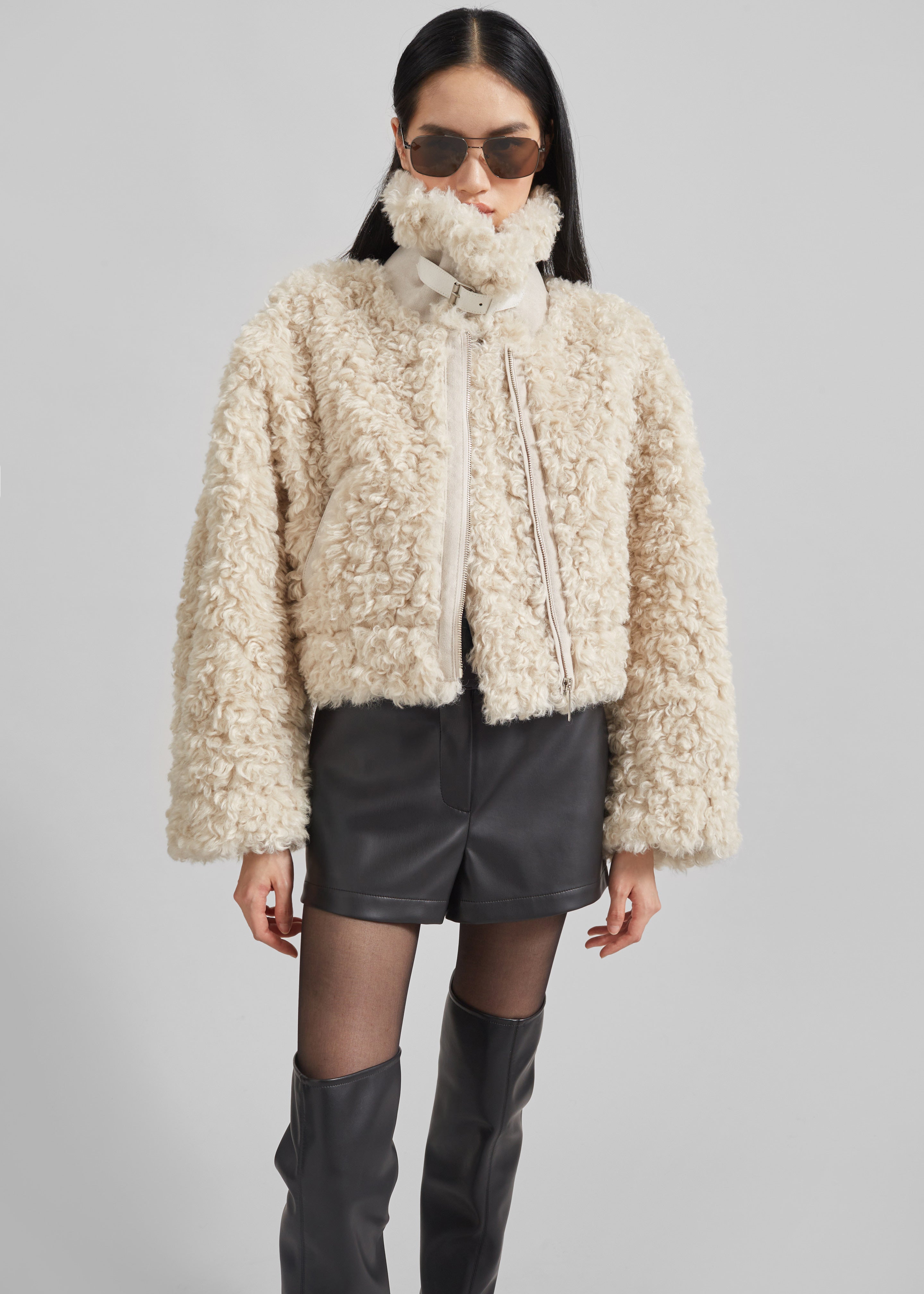 Skov Faux Shearling Jacket - Ivory - 8