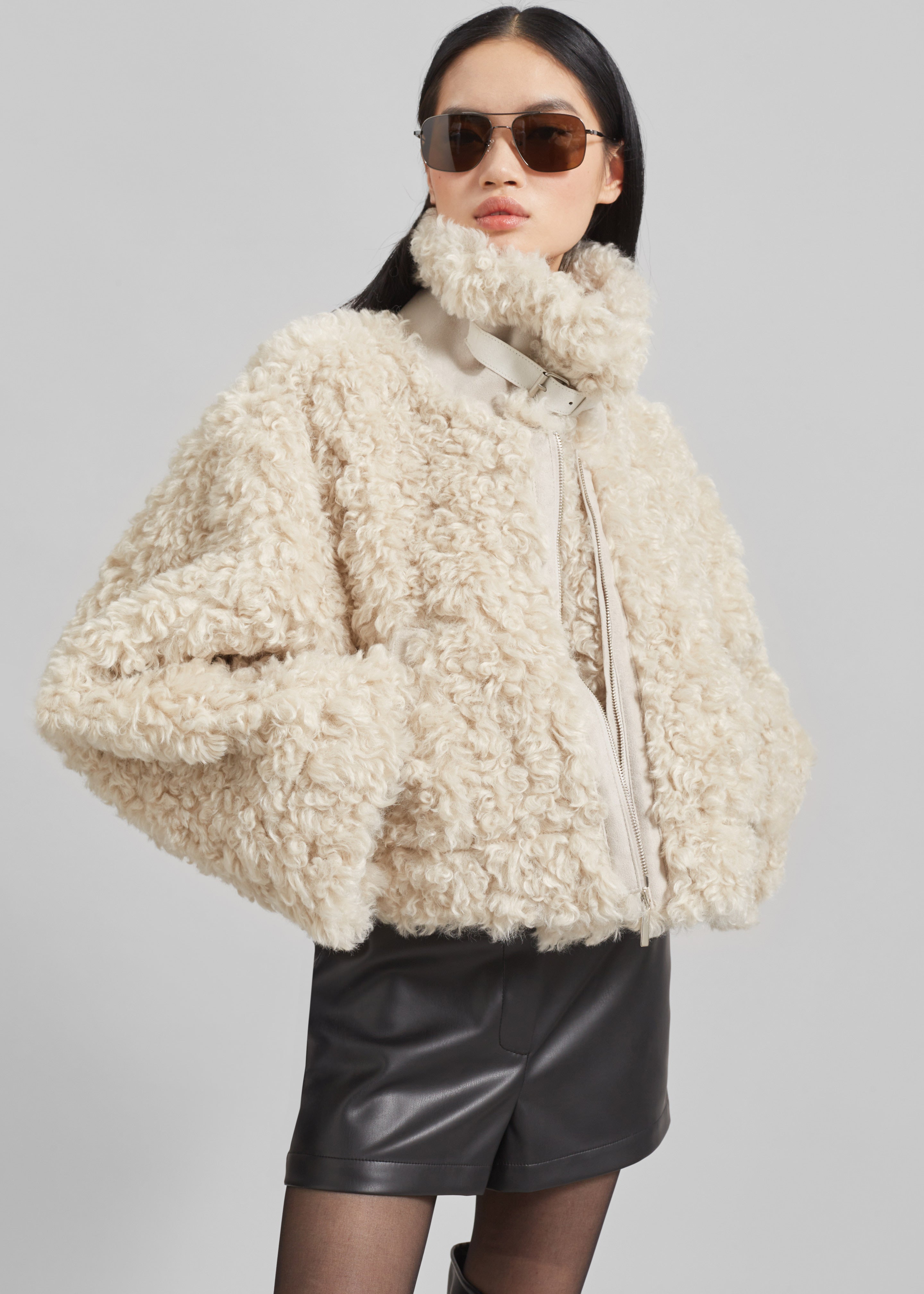 Skov Faux Shearling Jacket - Ivory - 9