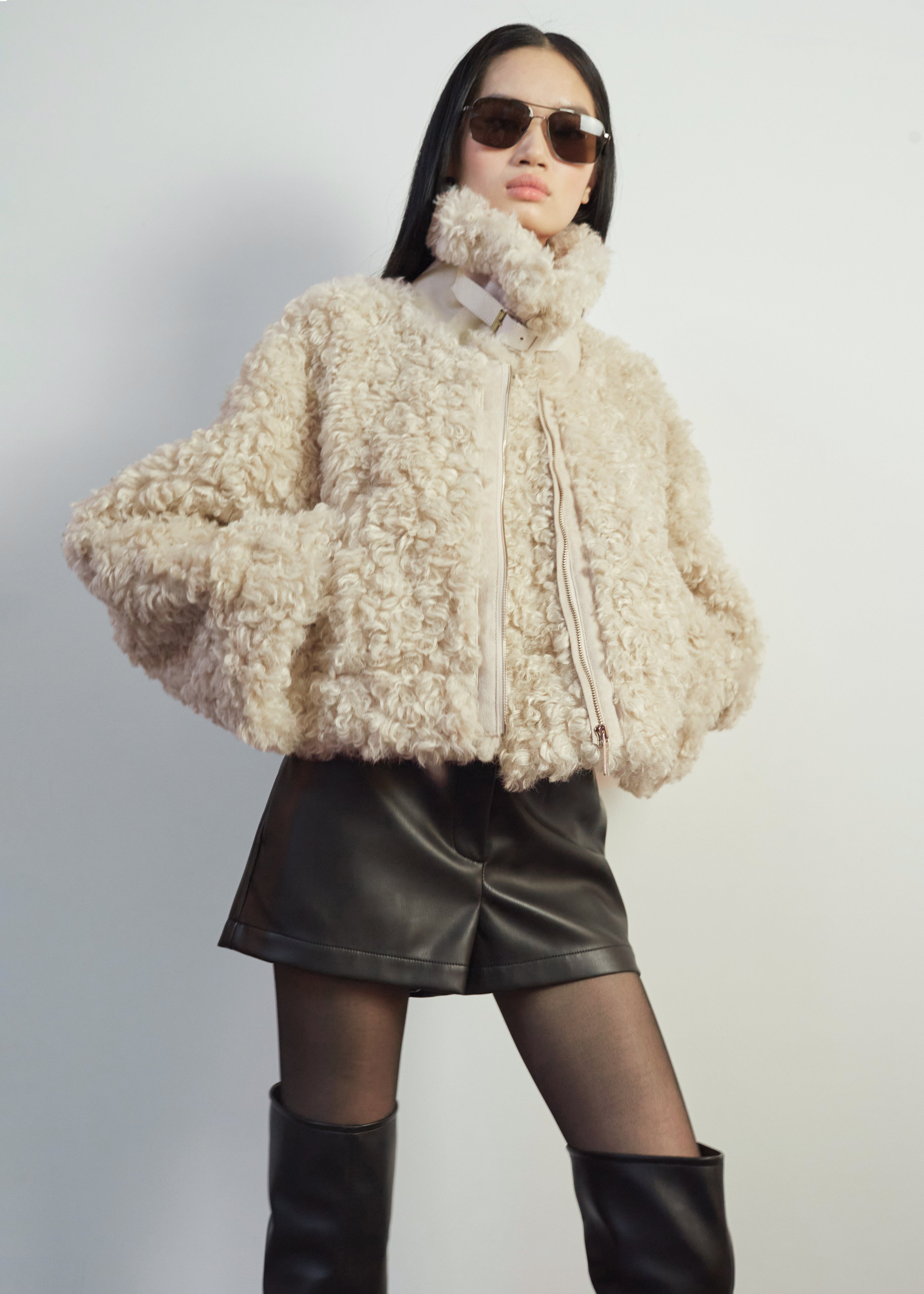 Skov Faux Shearling Jacket - Ivory - 10