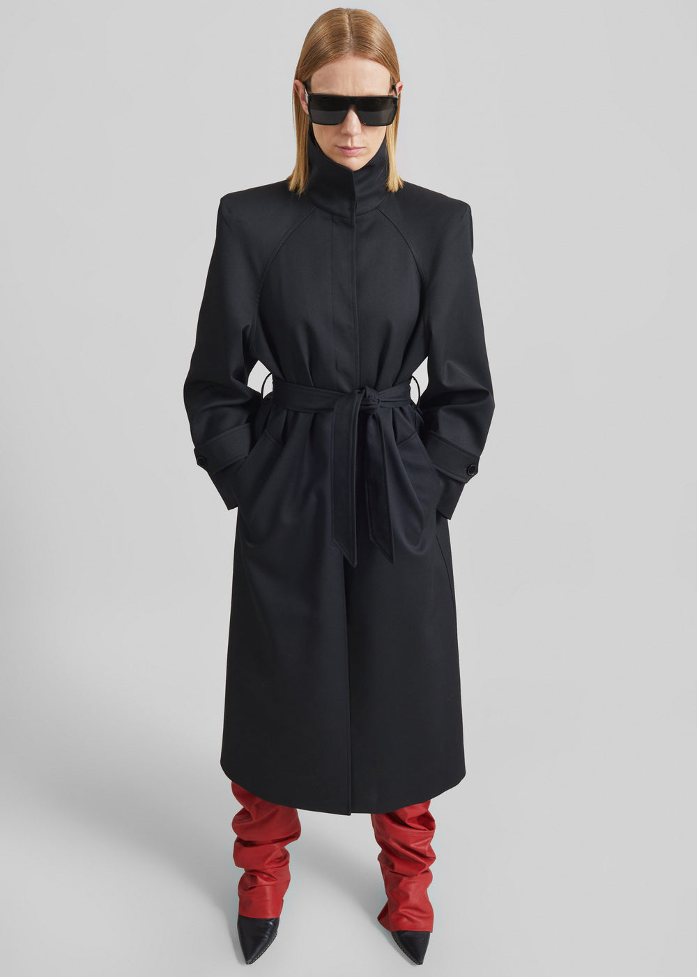 Skye Padded Trench Coat - Black