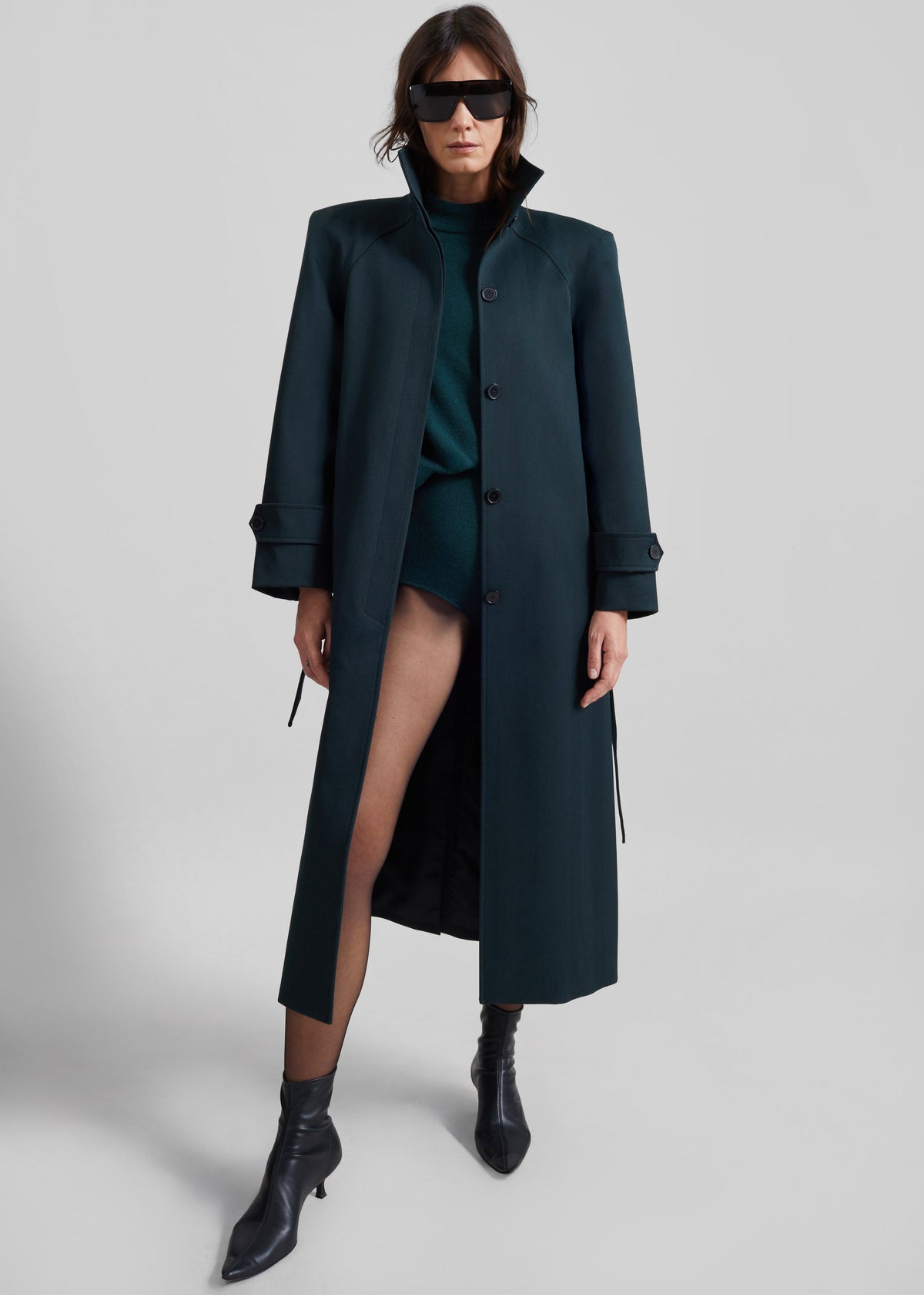 Shop the look image for Skye Padded Trench Coat - Bottle Green