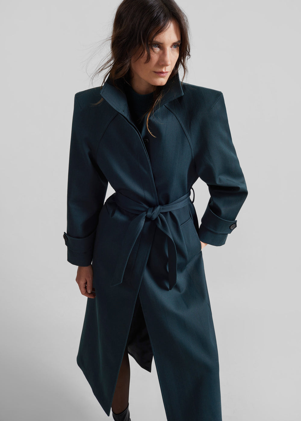 Skye Padded Trench Coat - Bottle Green