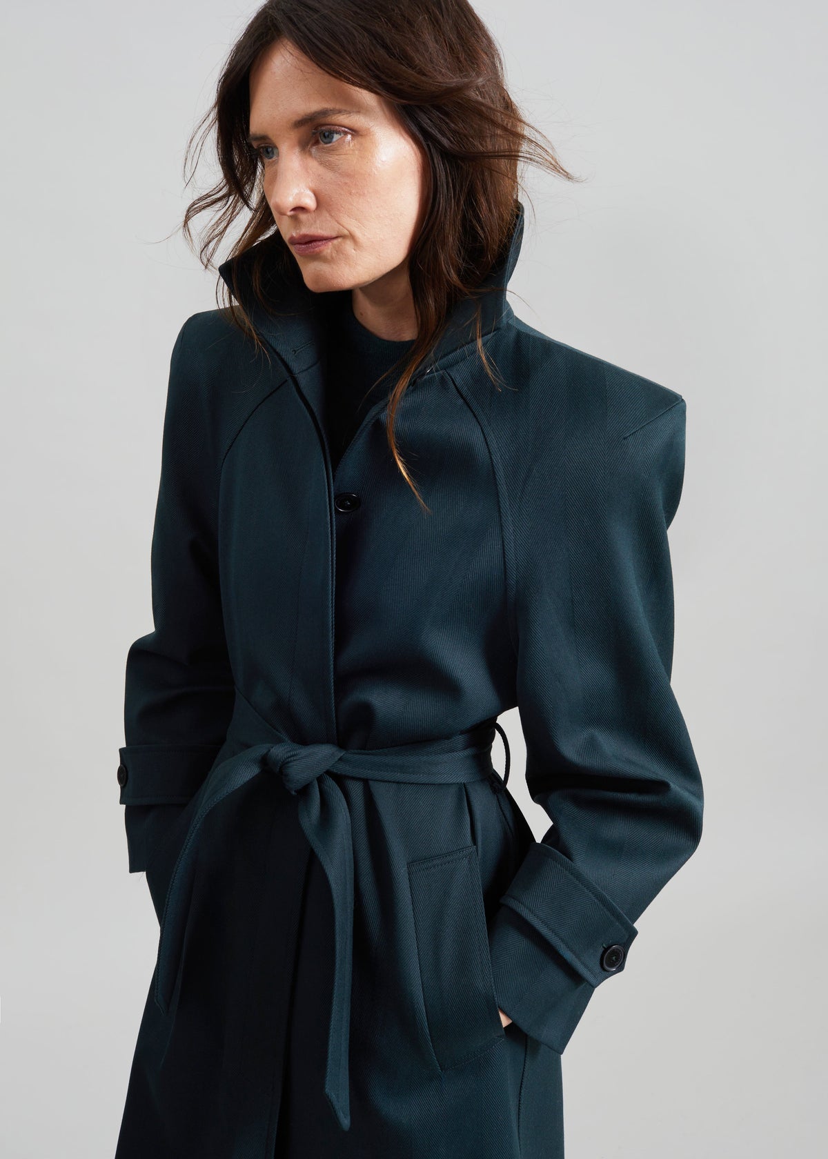 Skye Padded Trench Coat - Bottle Green