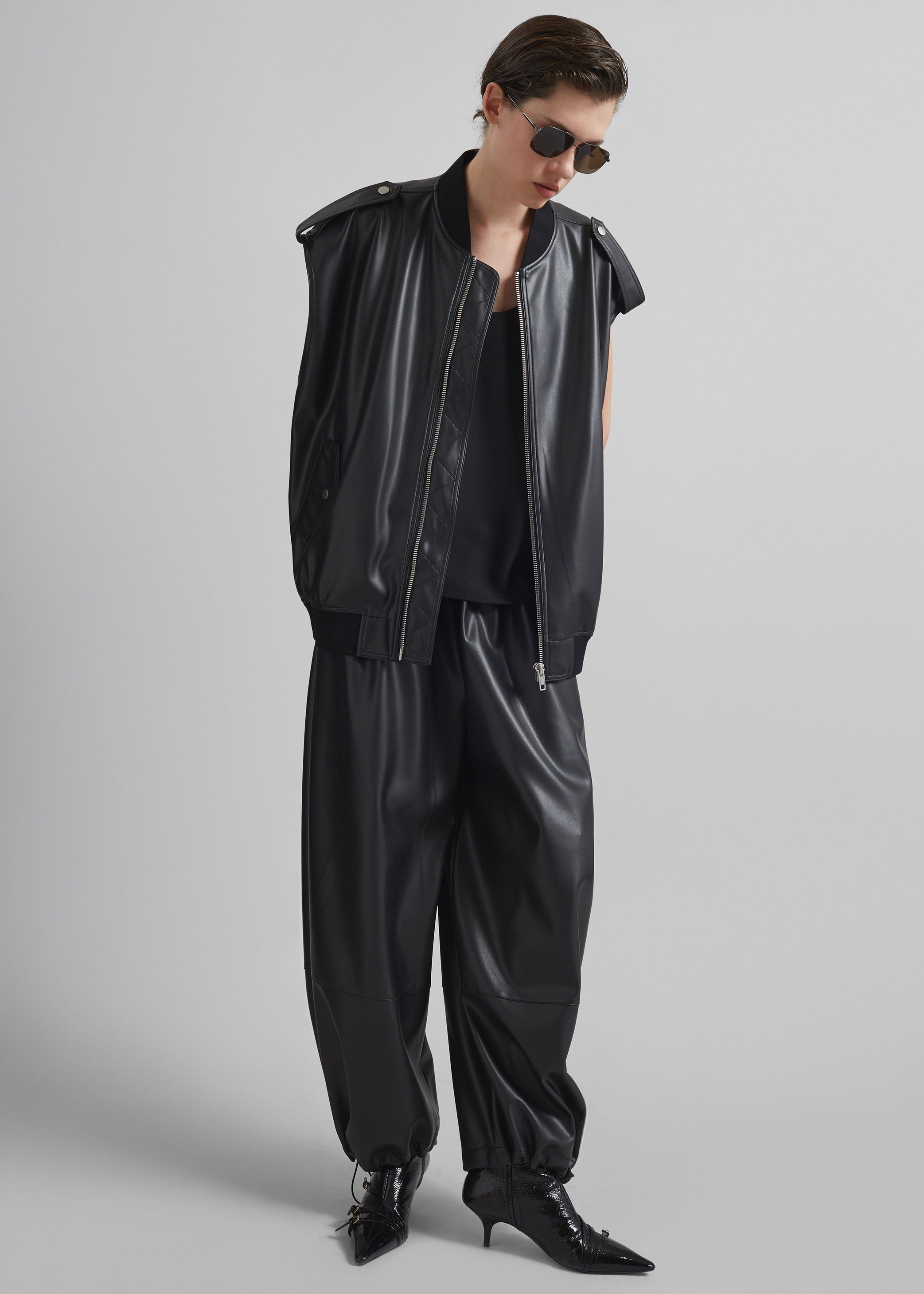 Shop the look image for Slane Sleeveless Faux Leather Jacket - Black