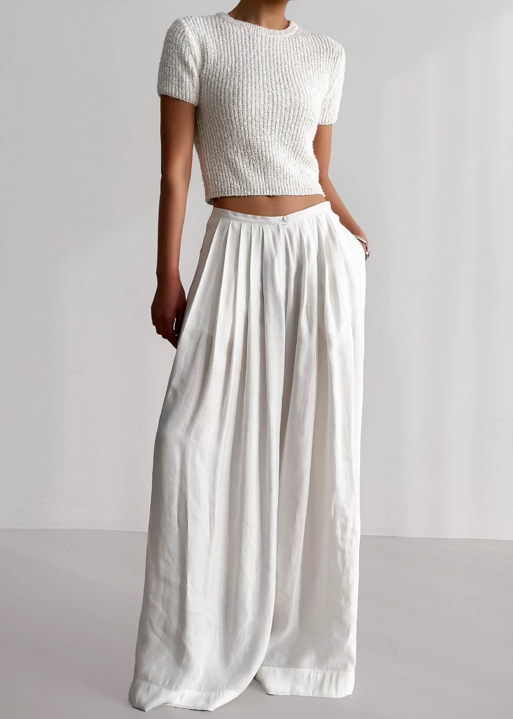 Sloane Wide Leg Trousers - White