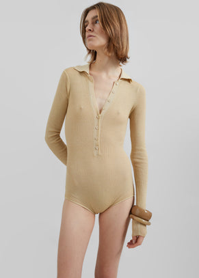 Solana Polo Bodysuit - Beige
