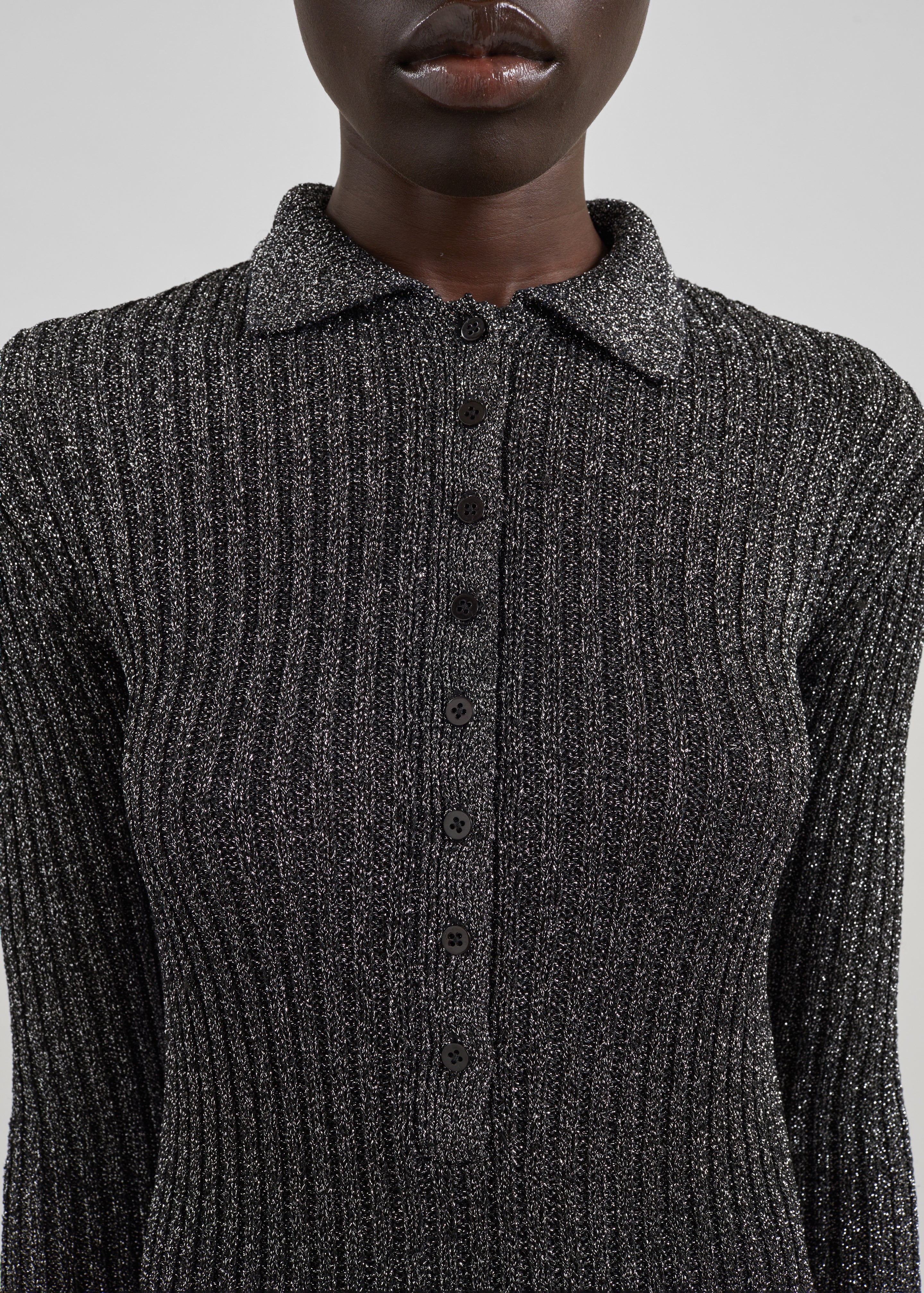 Solana Polo Bodysuit - Black Metallic - 3