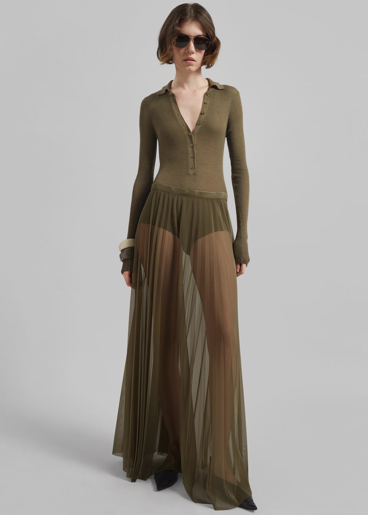 Solana Polo Bodysuit - Khaki - 3
