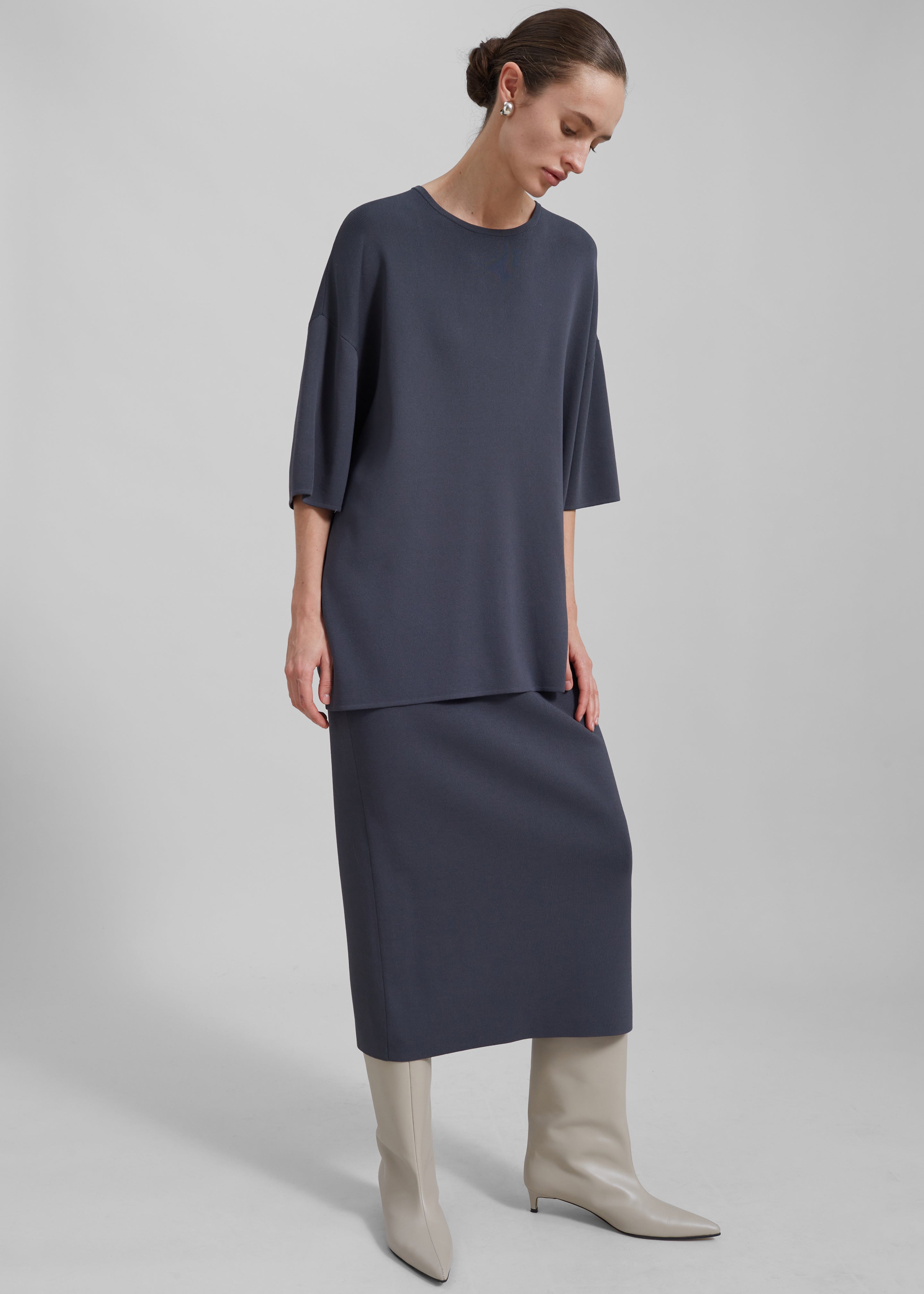 Solange Knit Pencil Skirt - Grey - 6