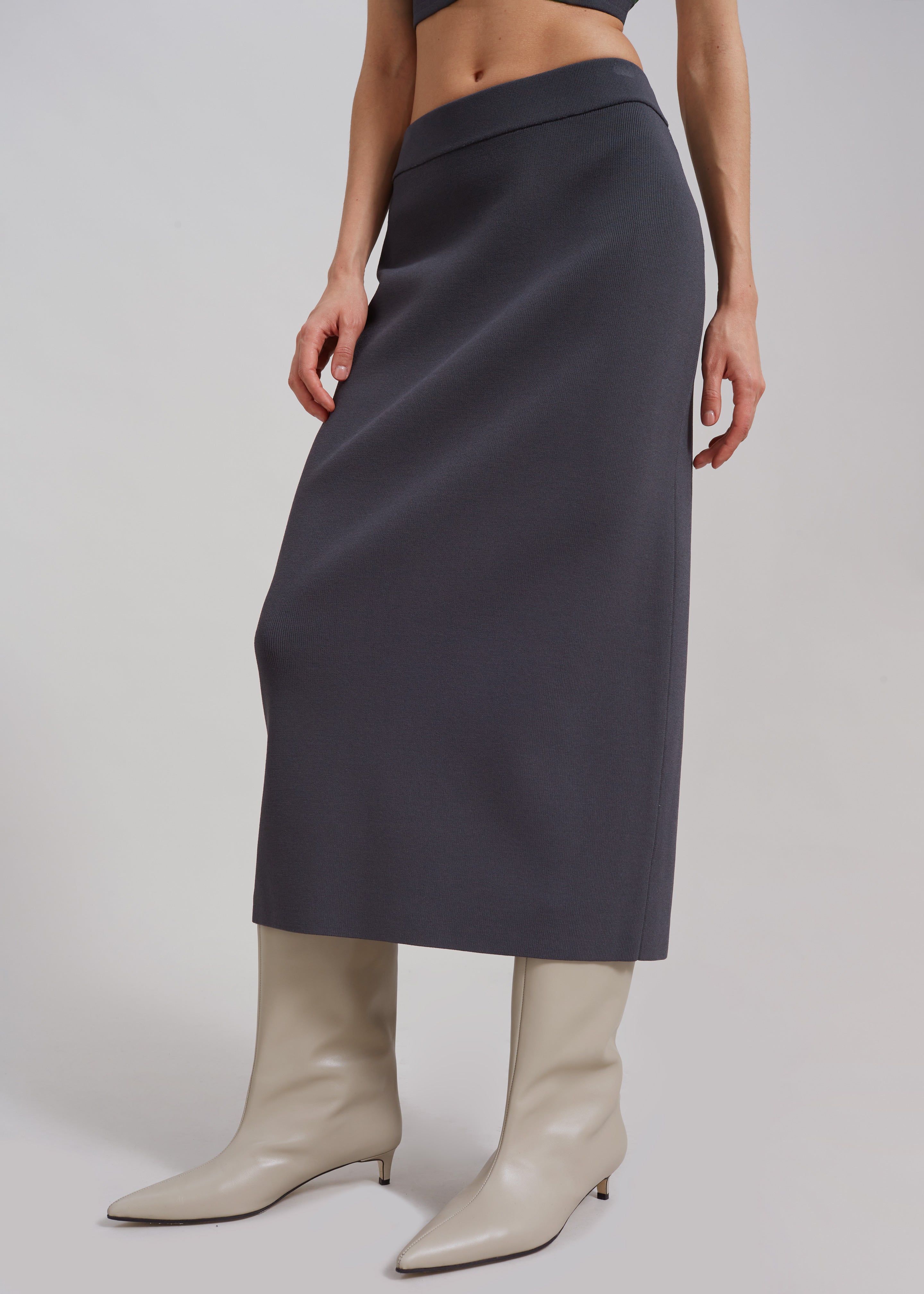 Solange Knit Pencil Skirt - Grey - 2