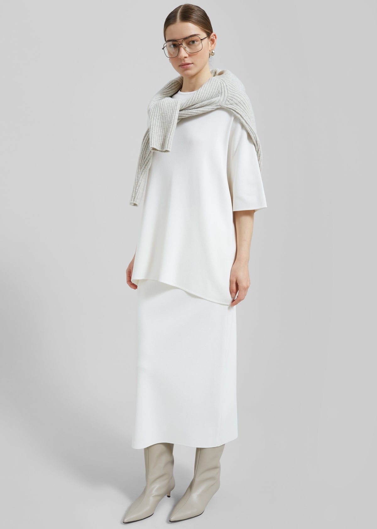 Solange Knit Pencil Skirt - Mastic - 3