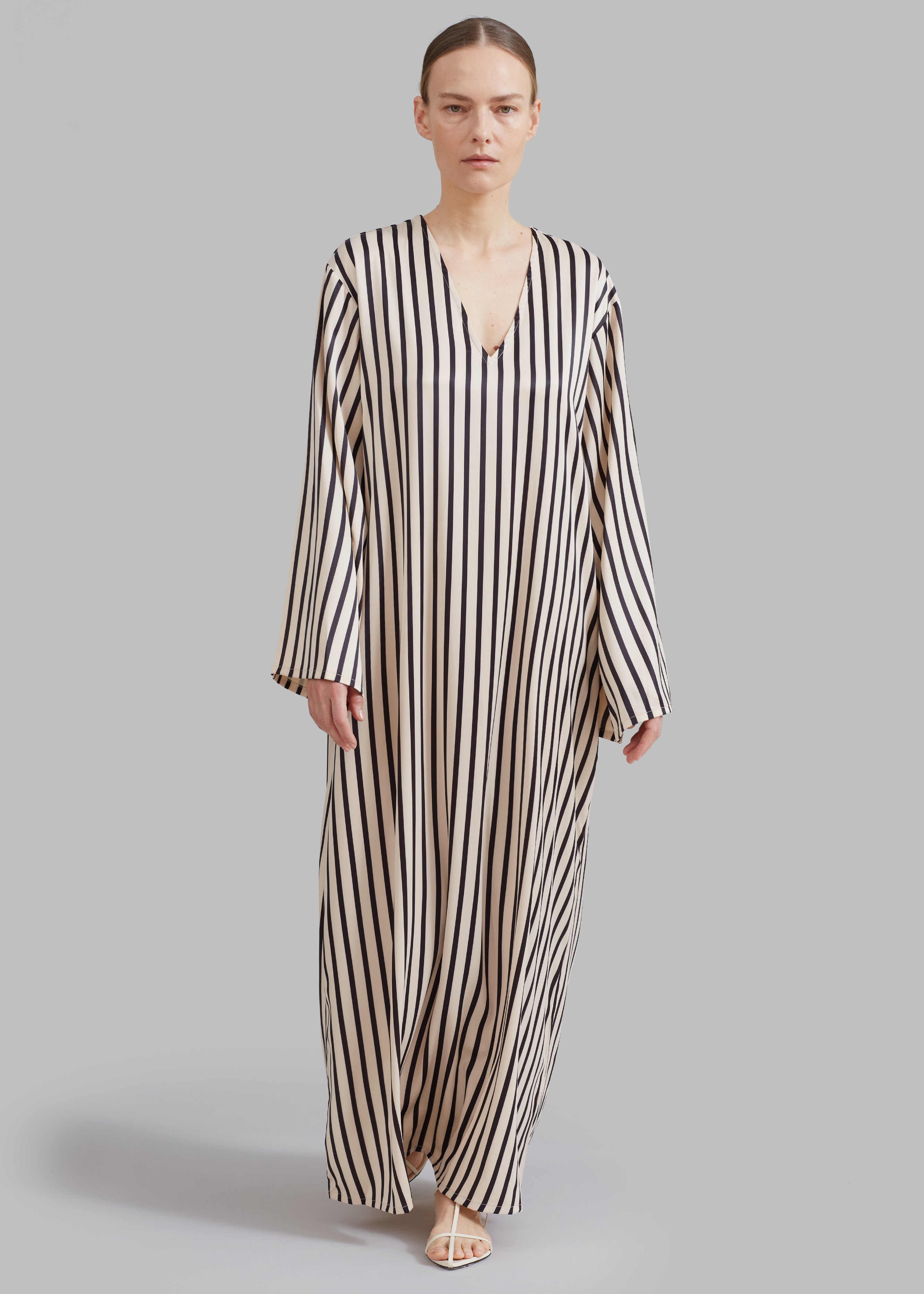 Solaqua The Resort Dress - Ecru with Black Stripes - 1