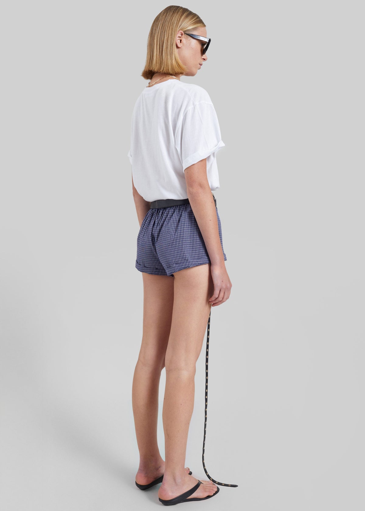Solaro Mini Shorts - Navy Plaid - 9
