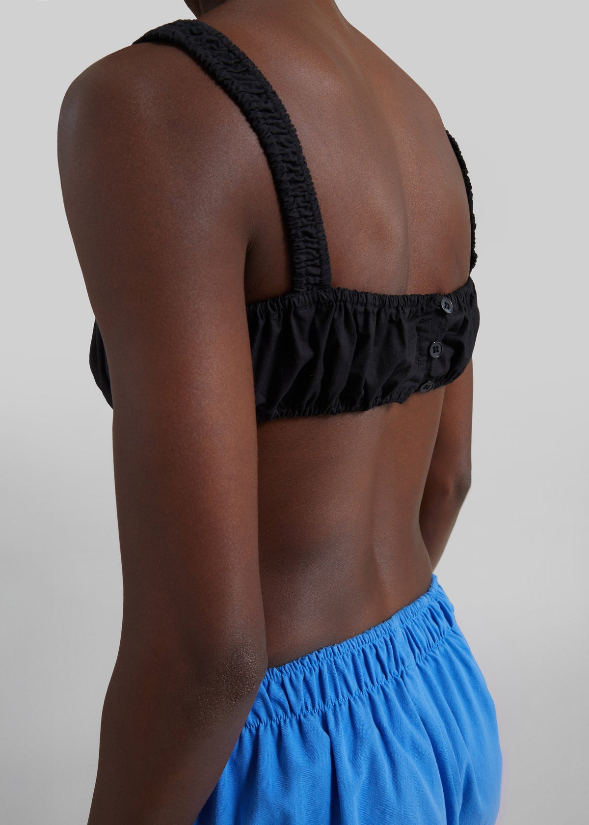 Solea Gathered Poplin Bralette - Black - 4