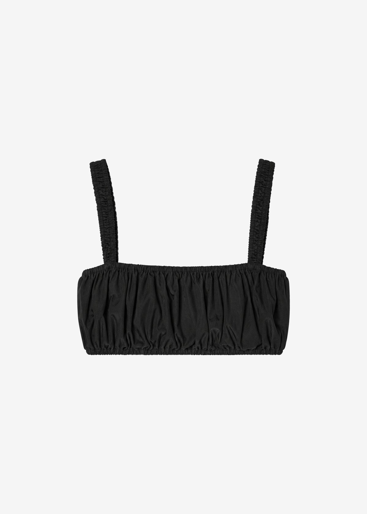 Solea Gathered Poplin Bralette - Black - 8