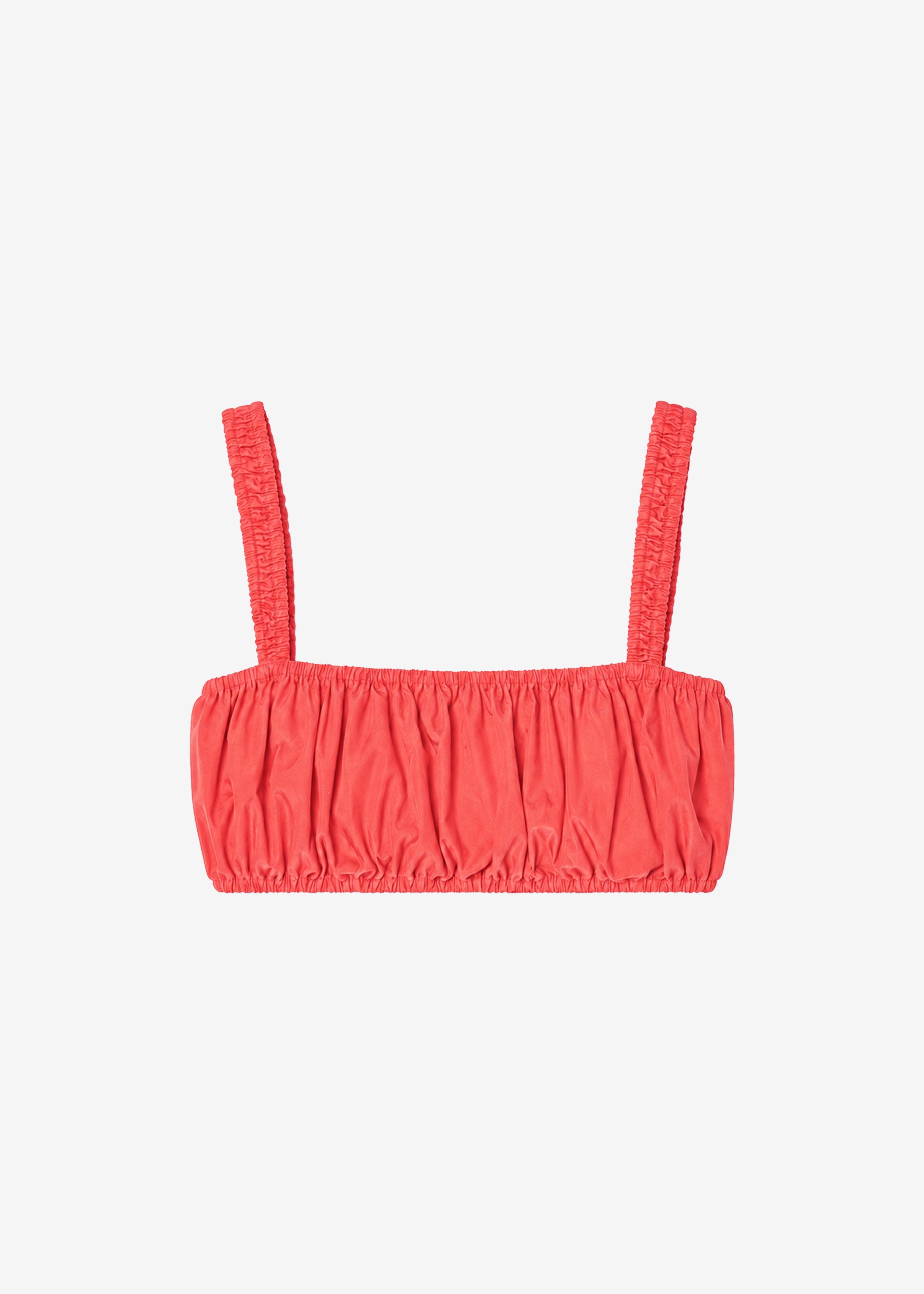 Solea Gathered Poplin Bralette - Coral Red - 7