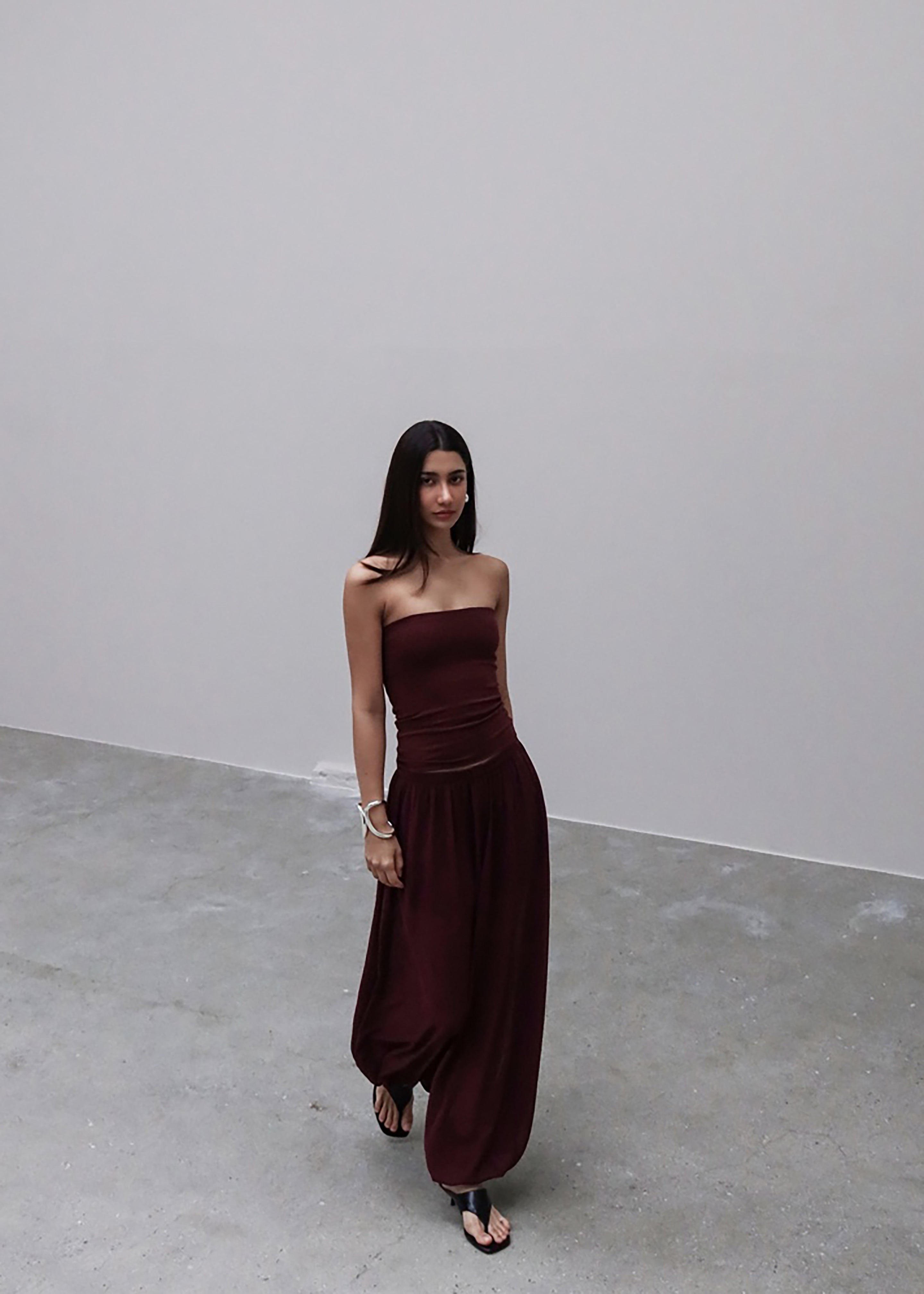 Solrae Fluid Balloon Pants - Burgundy - 12
