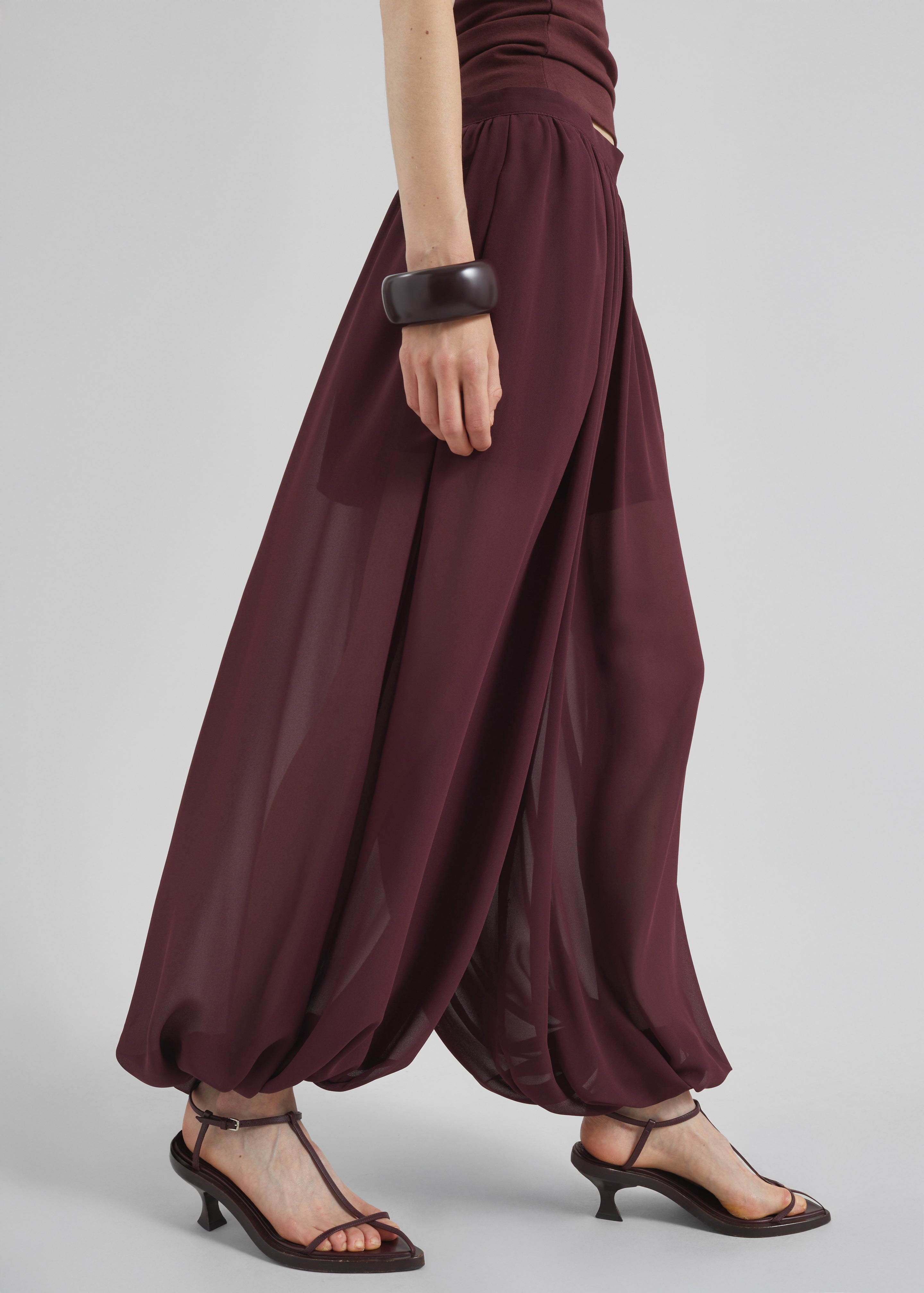 Solrae Fluid Balloon Pants - Burgundy - 4