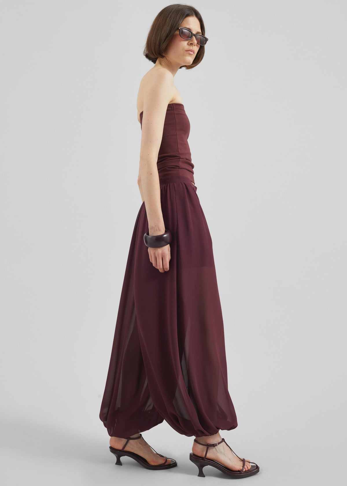Solrae Fluid Balloon Pants - Burgundy - 9
