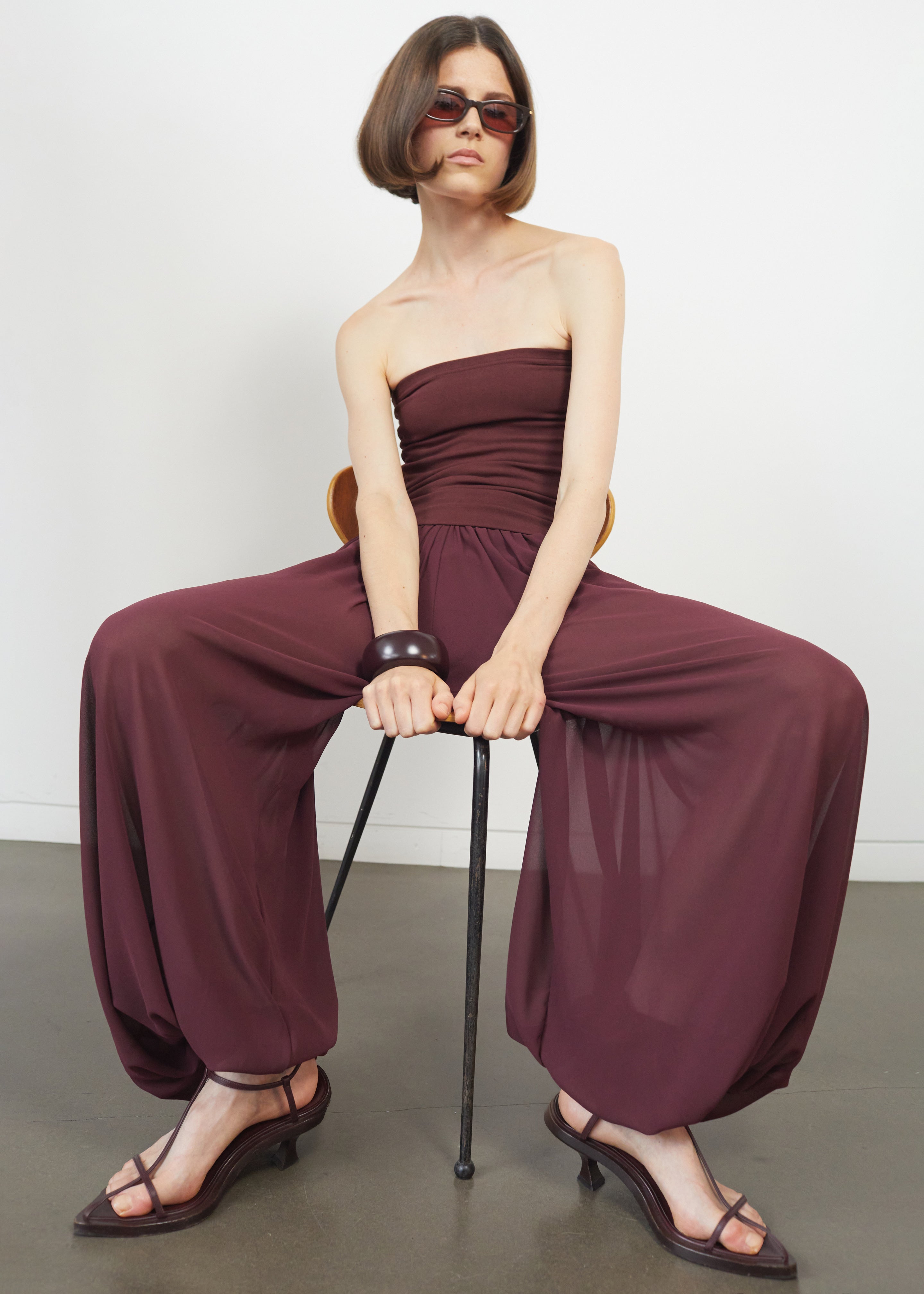 Solrae Fluid Balloon Pants - Burgundy - 6
