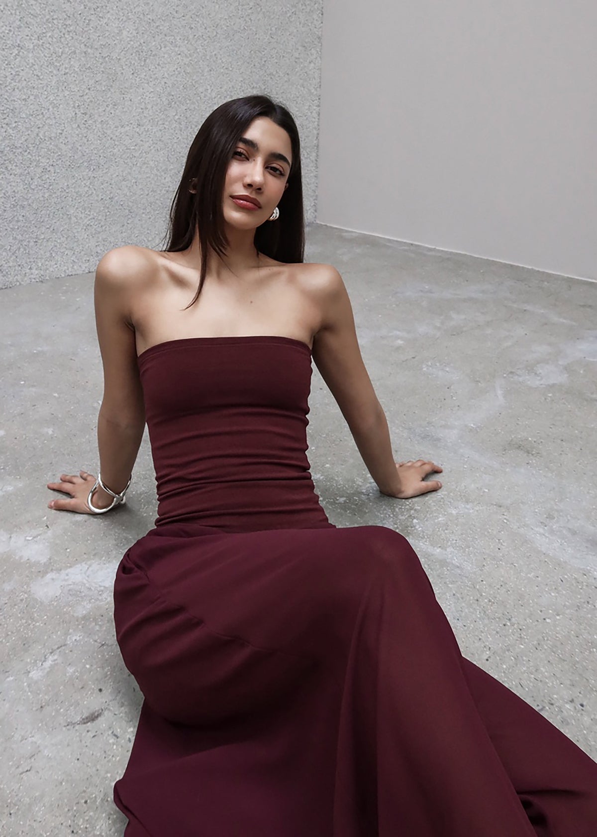 Solrae Tube Top - Burgundy - 8