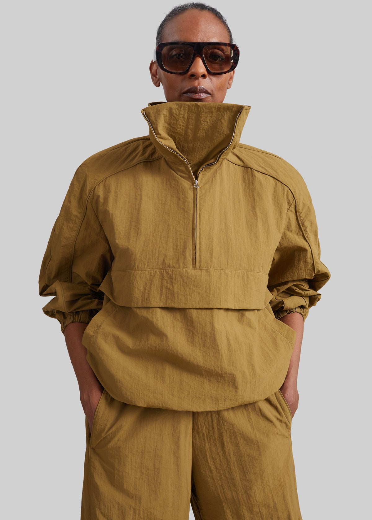 Sora Funnel Neck Anorak - Pale Olive