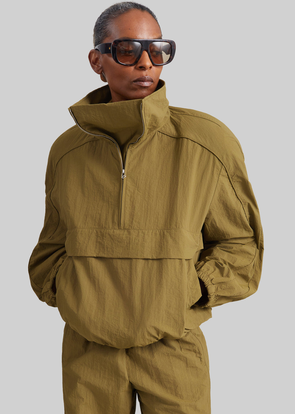 Sora Funnel Neck Anorak - Pale Olive