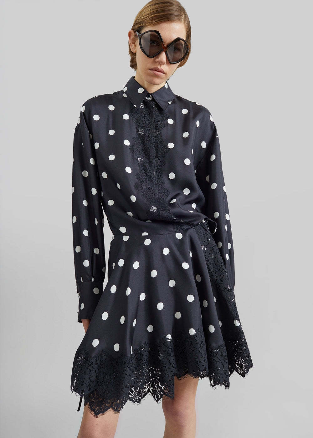 Sportmax Bosso Lace Detail Short Dress - Black - 1