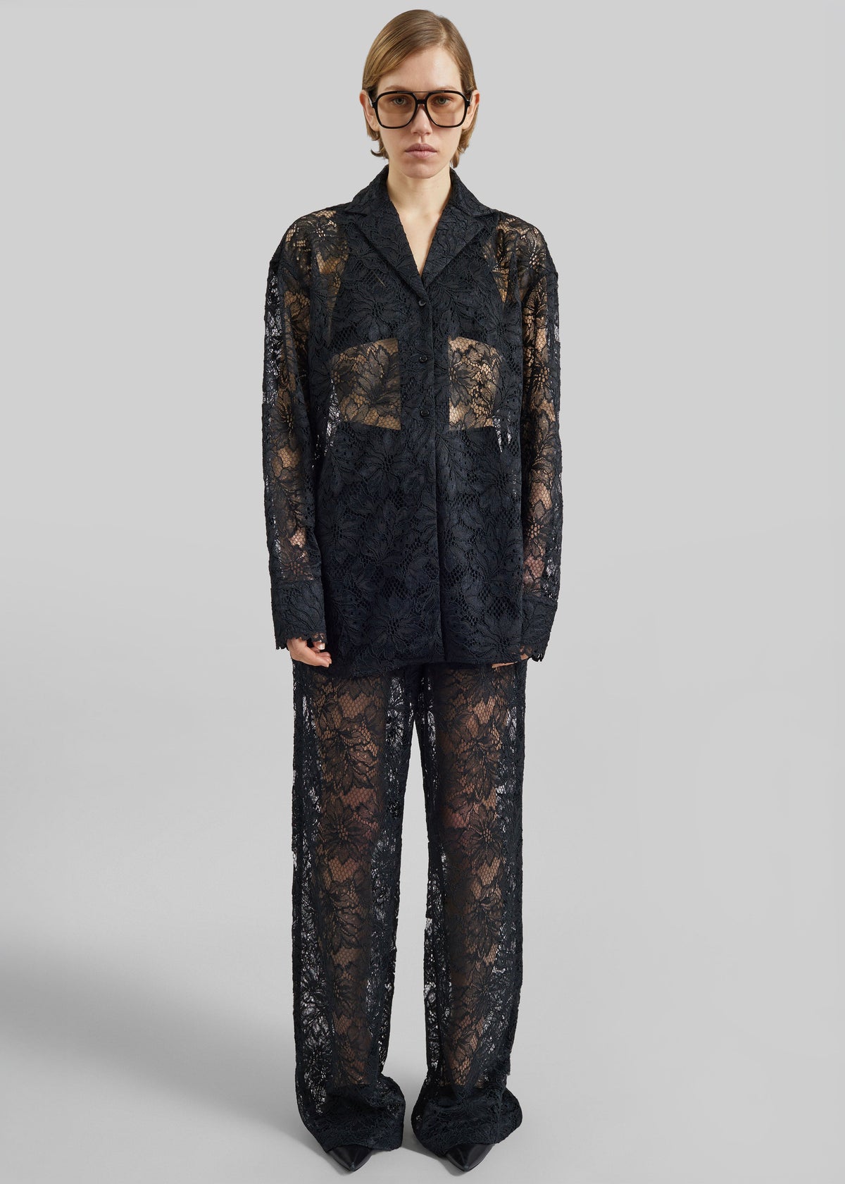 Sportmax Cachi Floral Lace Shirt - Black - 3