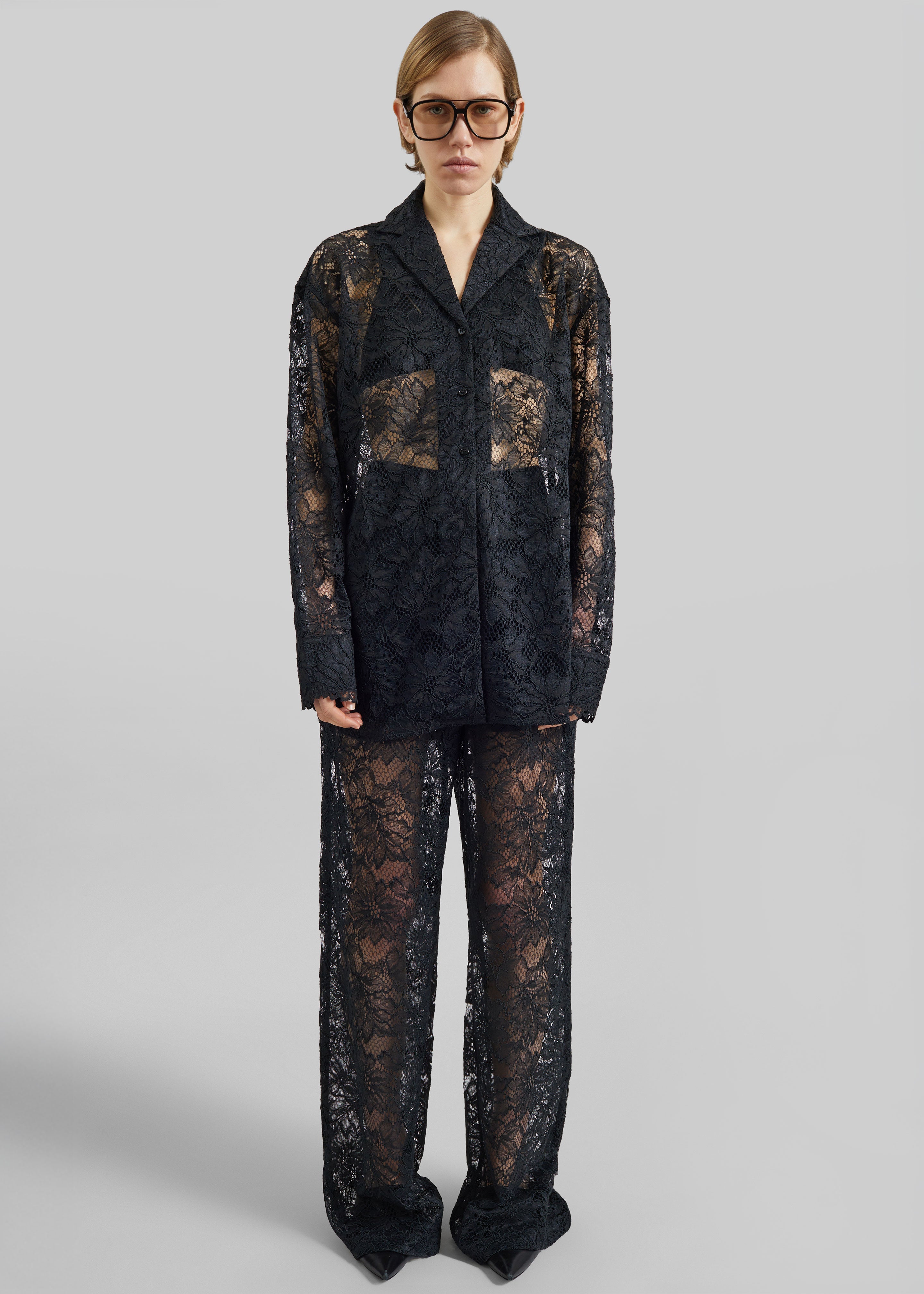 Sportmax Cachi Floral Lace Shirt - Black - 3